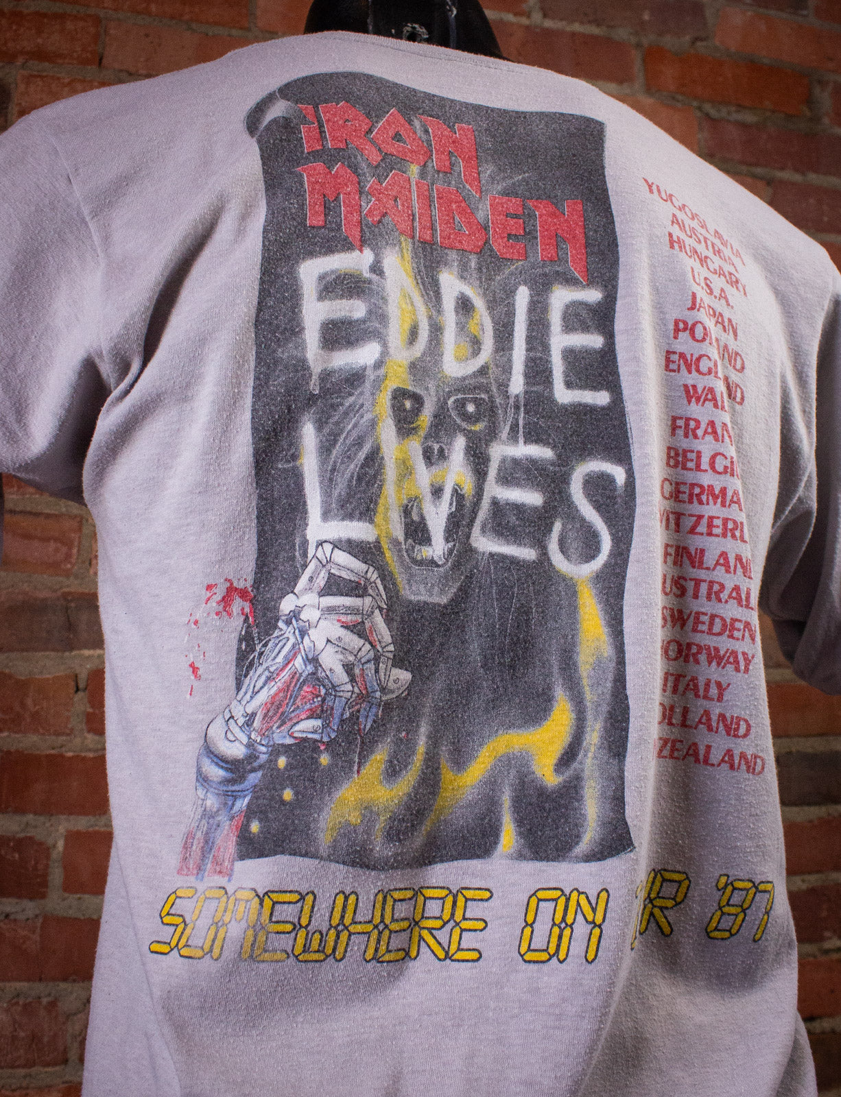 Vintage Iron Maiden Somewhere On Tour Eddie Lives Concert T Shirt 1987 Medium