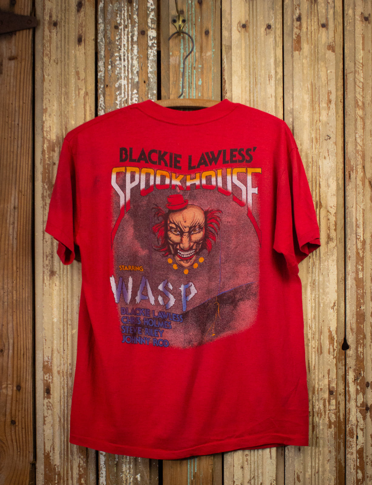 Vintage W.A.S.P Blackie Lawless Spookhouse Concert T Shirt 1987 Red XL