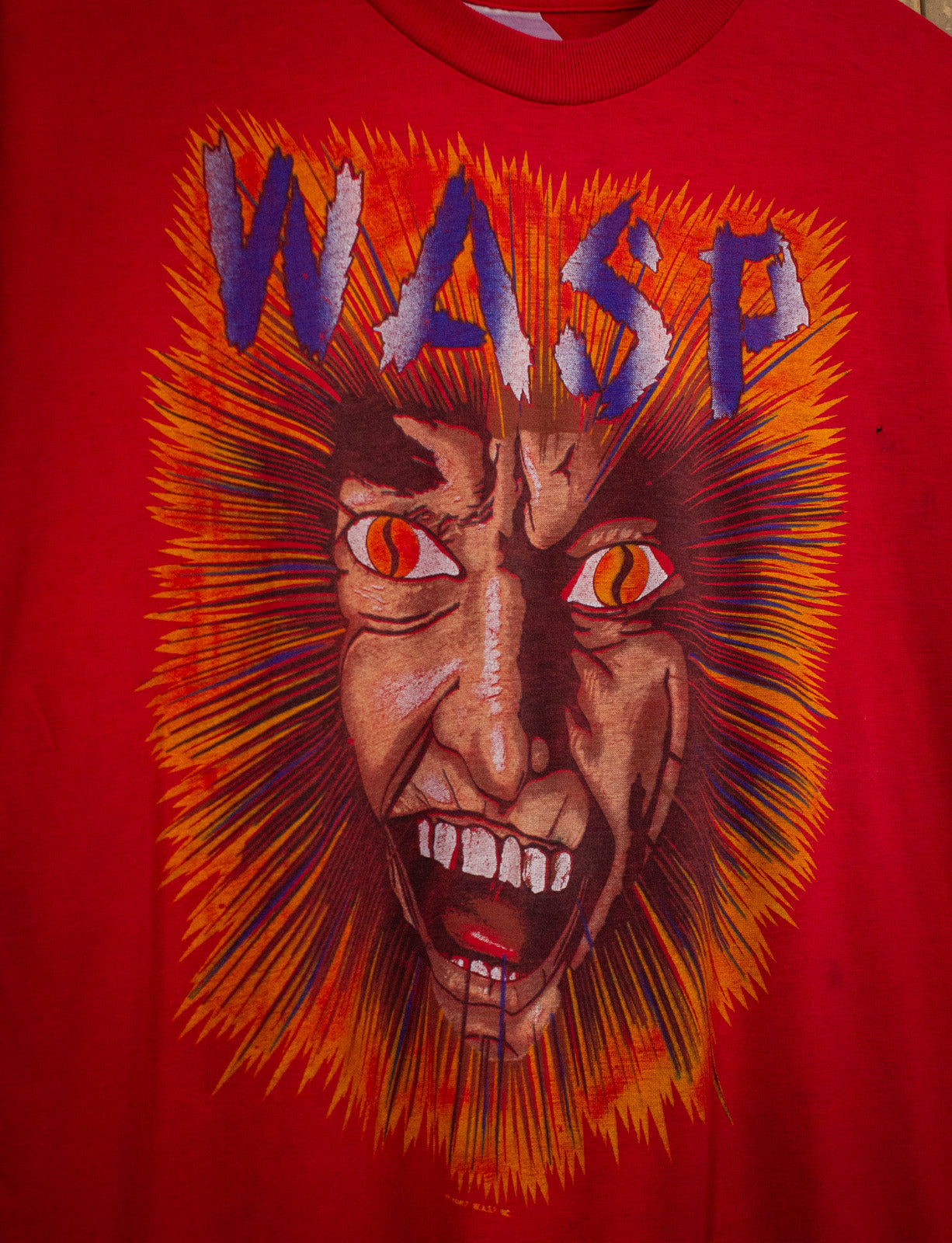 Vintage W.A.S.P Blackie Lawless Spookhouse Concert T Shirt 1987 Red XL