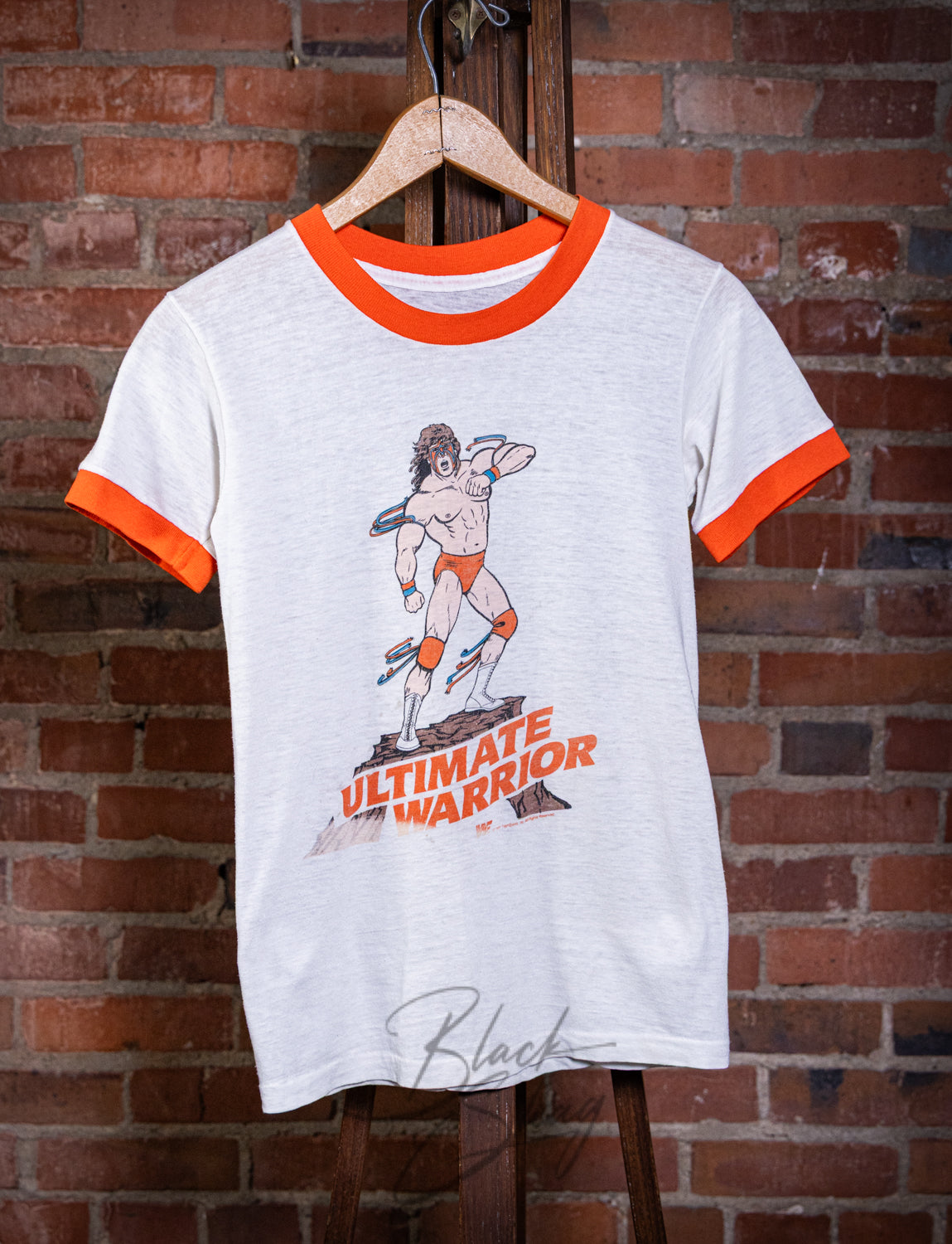 Vintage 1989 WWF Ultimate Warrior Wrestling Graphic Ringer T Shirt XXS