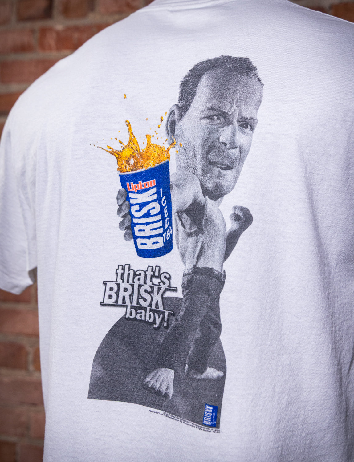 Vintage 1988 Bruce Willis Die Hard Lipton Brisk Graphic T Shirt XL 