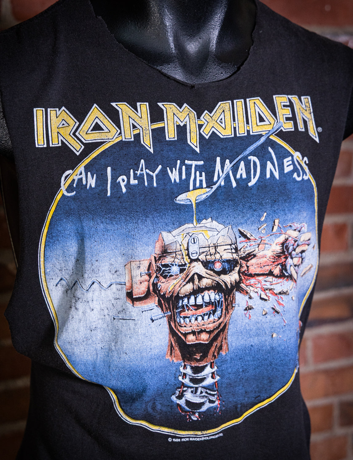 Vintage 1988 Iron Maiden Can I Play With Madness Cut Off Concert T Shirt Small