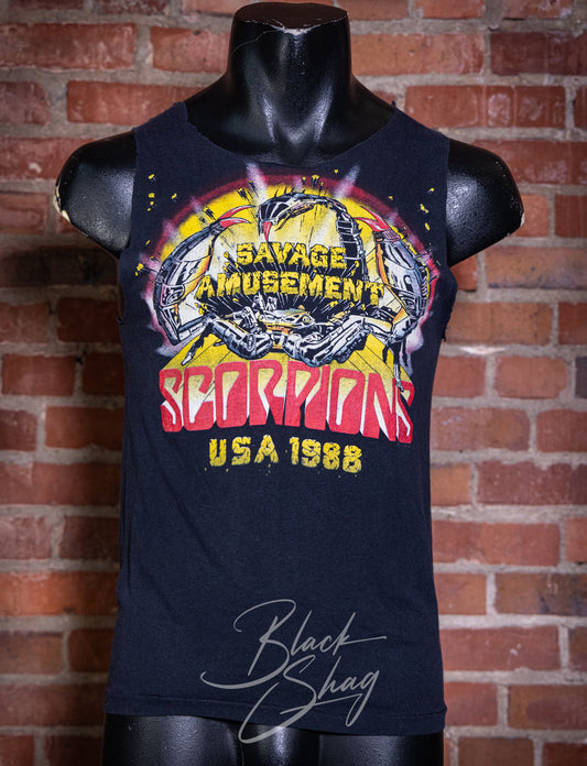 Vintage 1988 Scorpions Savage Amusement Cut Off Concert T Shirt Small