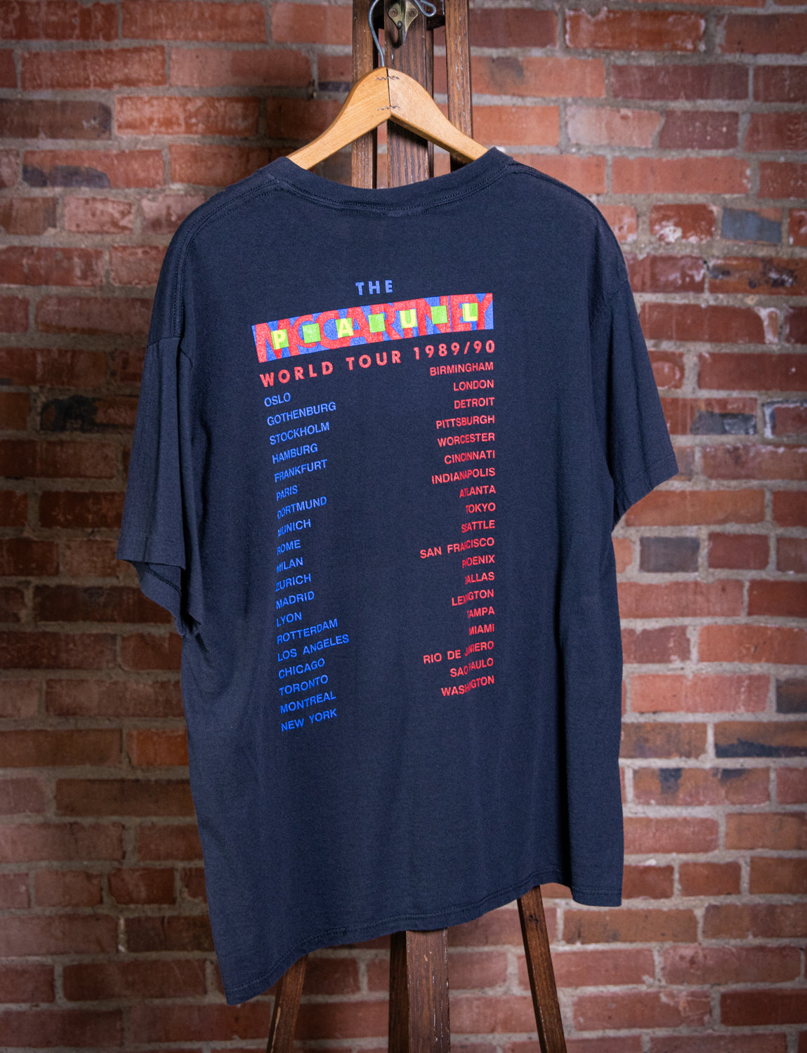 Vintage 1989 Paul McCartney World Tour Black Concert T Shirt Unisex XL