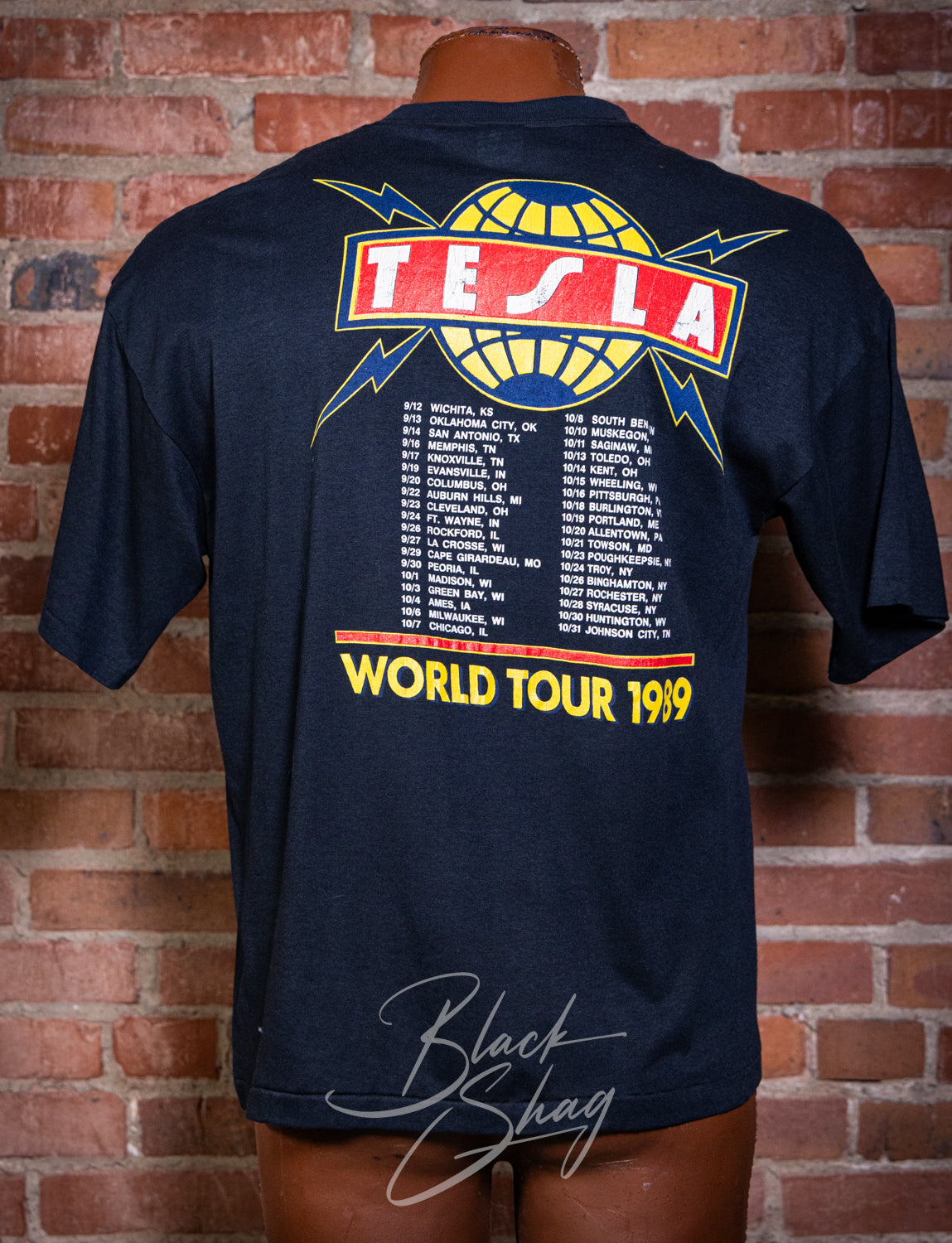 Vintage 1989 Tesla World Tour Concert T Shirt Large