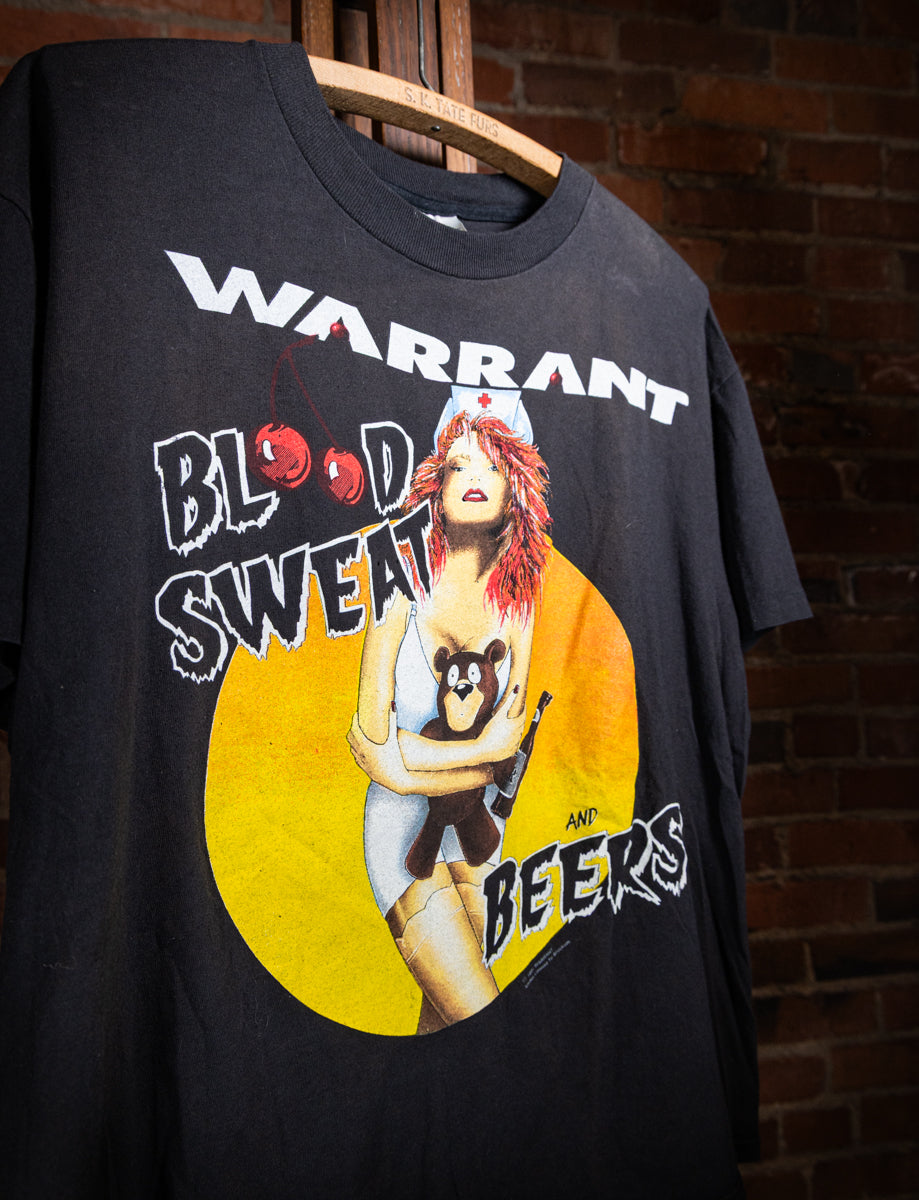 Vintage 1990-91 Warrant Blood Sweat and Beers Concert T Shirt Large