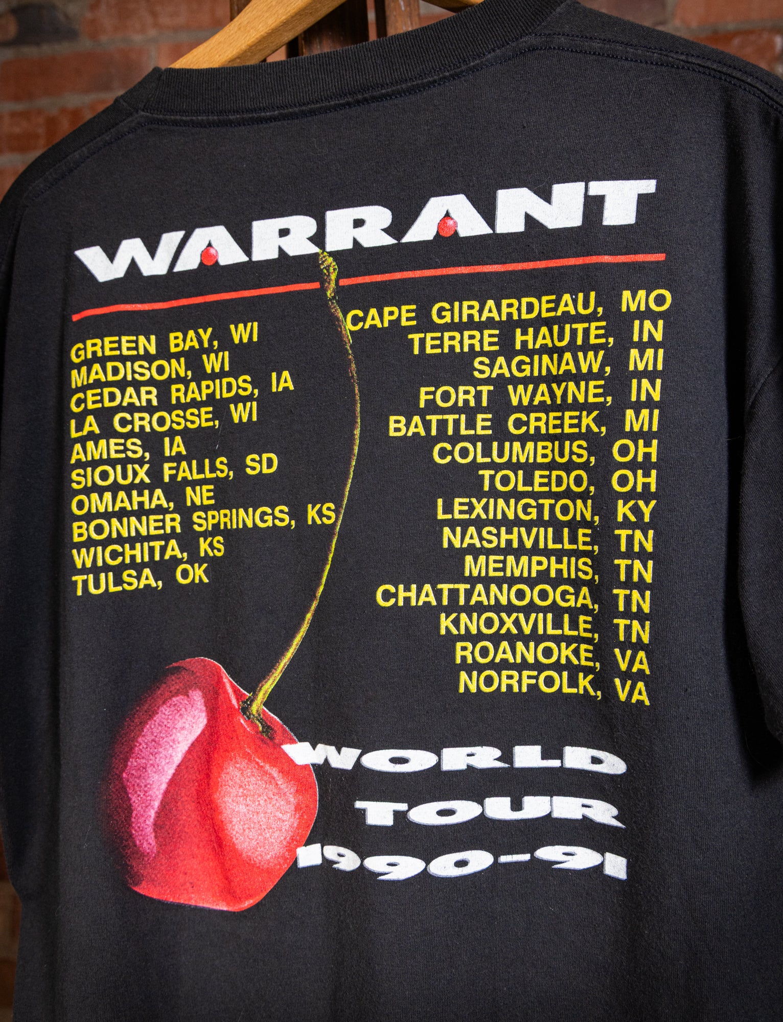 Vintage 1990/91 Warrant Cherry Pie Concert T Shirt Large – Black