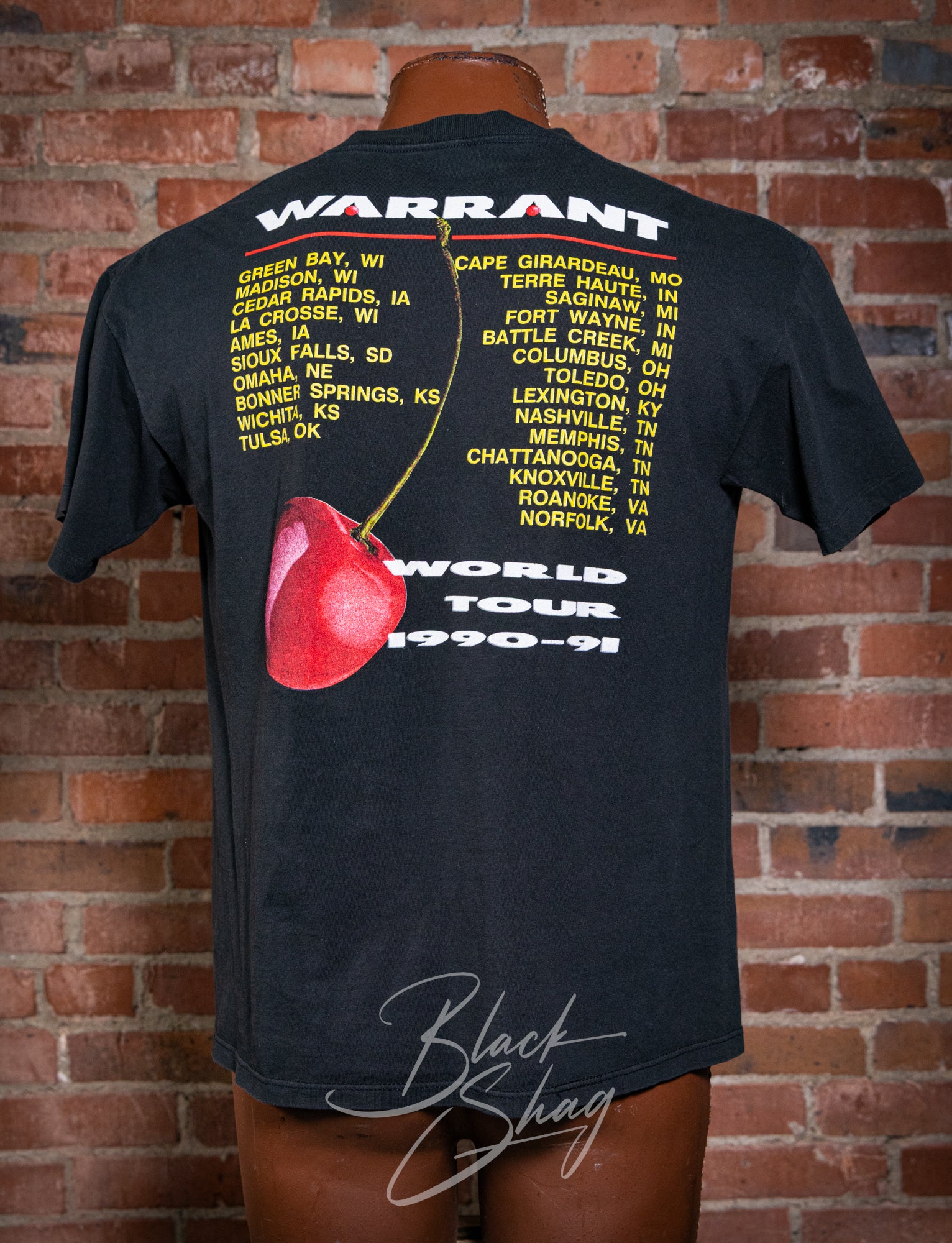 Vintage 1990/91 Warrant Cherry Pie Concert T Shirt Large