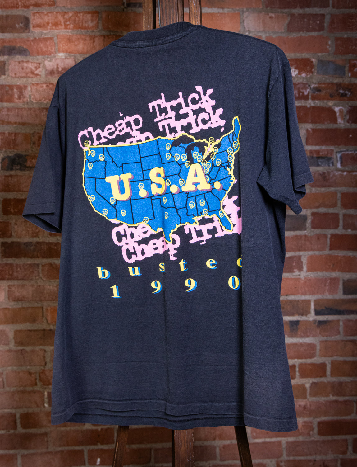 Vintage 1990 Cheap Trick Busted Tour Concert T Shirt XL – Black