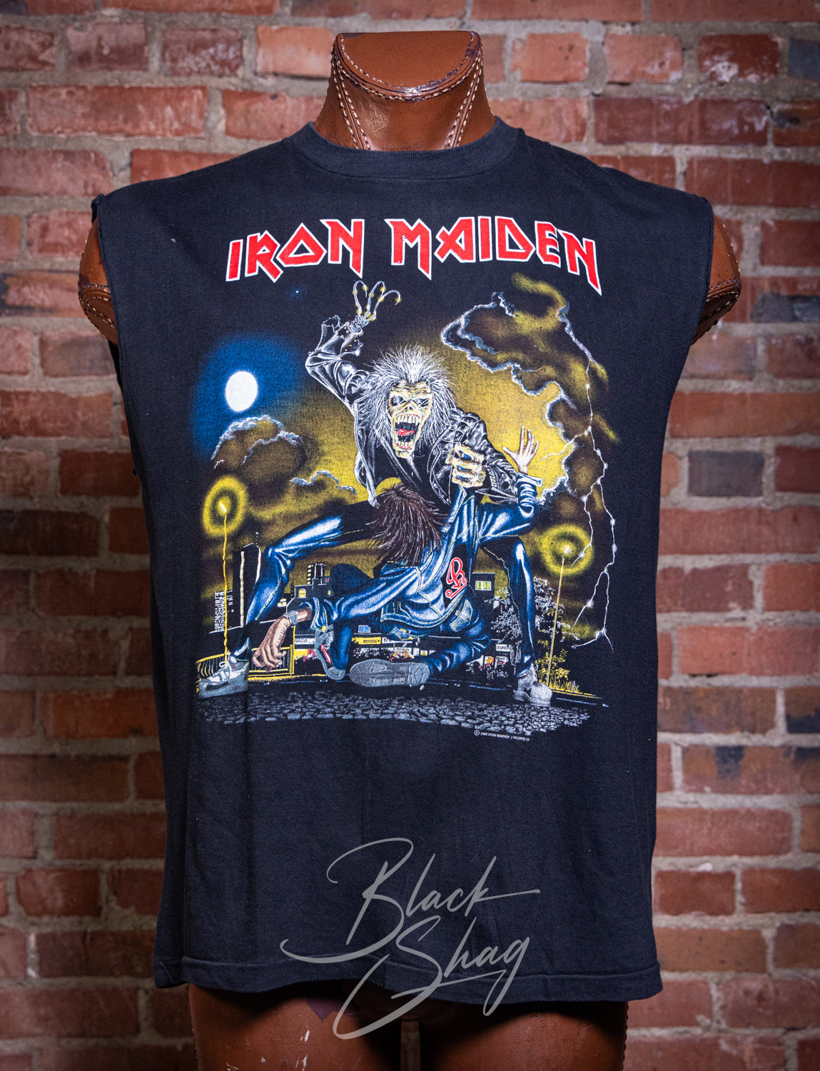 Vintage 1990 Iron Maiden No Prayer On The Road Cut Off Concert T Shirt XL