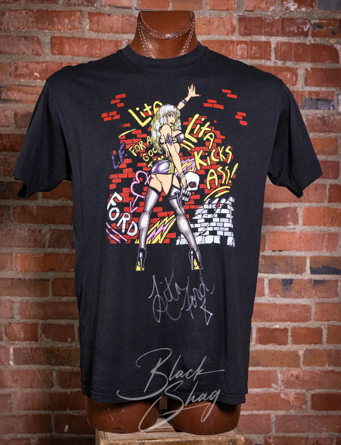 Vintage 1990 Lita Ford Kickin' Ass Signed Concert T Shirt XL