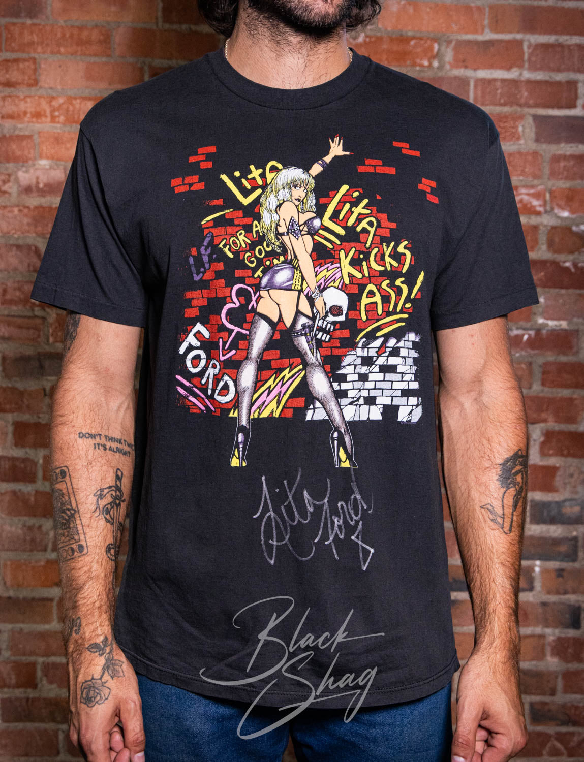 Vintage 1990 Lita Ford Kickin' Ass Signed Concert T Shirt XL