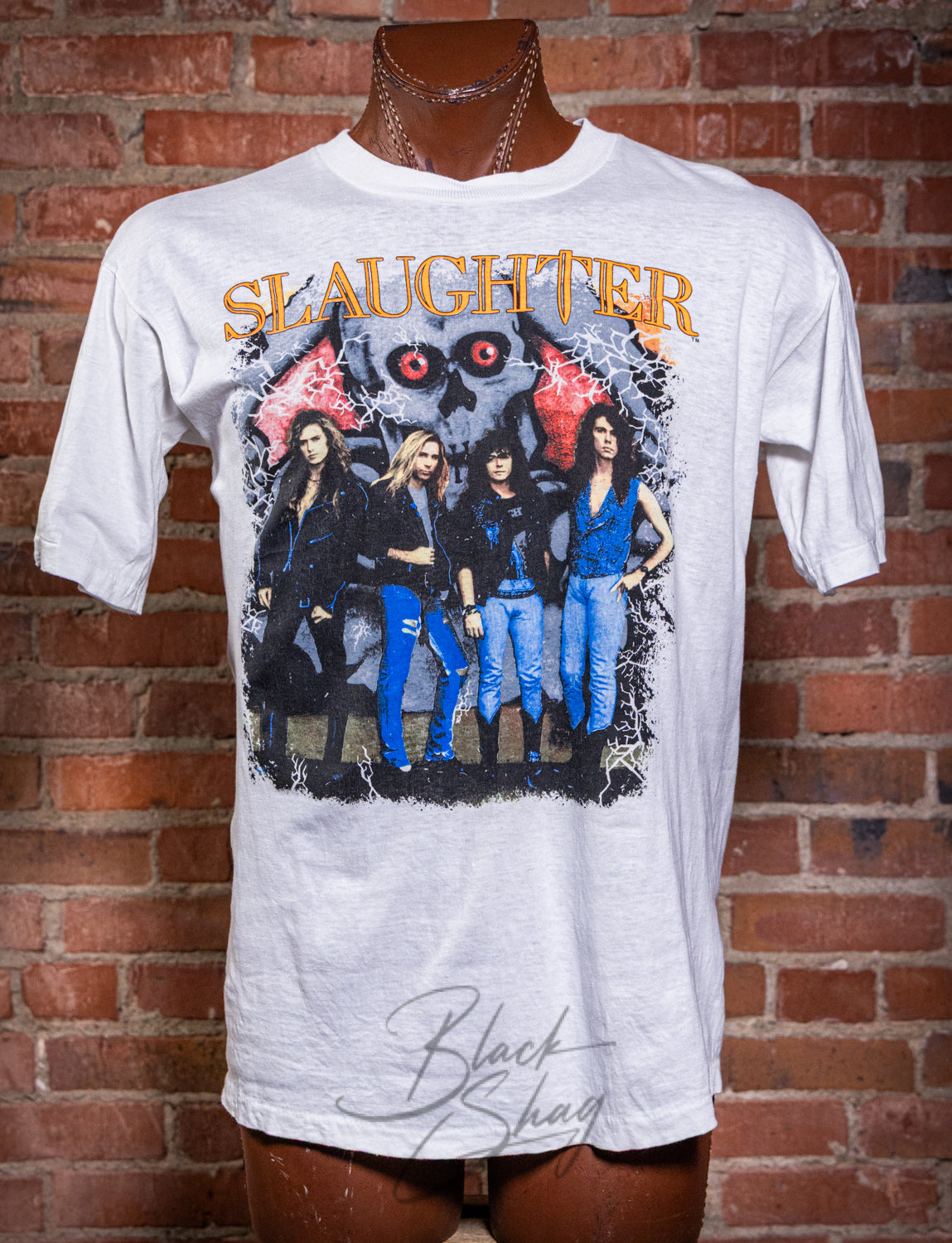 Vintage Slaughter Concert T Shirt Stick It To Ya! White Large 1990 