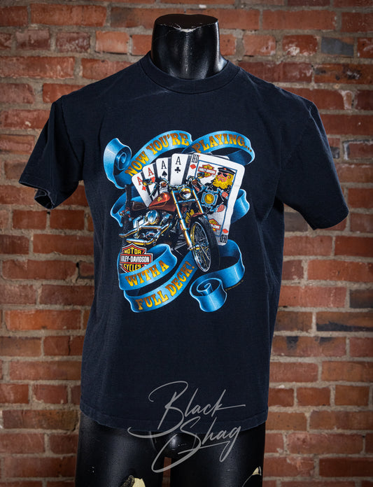 Vintage 1991 Harley Davidson Full Deck Graphic T Shirt Medium