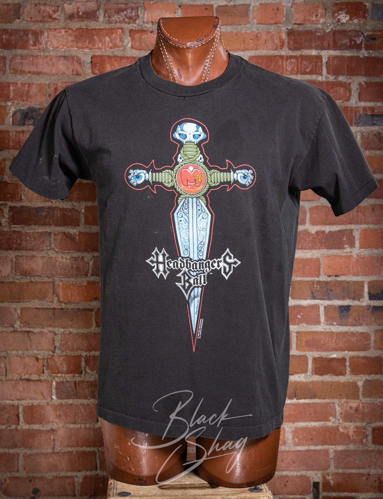 Vintage 1991 MTV Headbangers Ball Dagger Graphic T Shirt Large