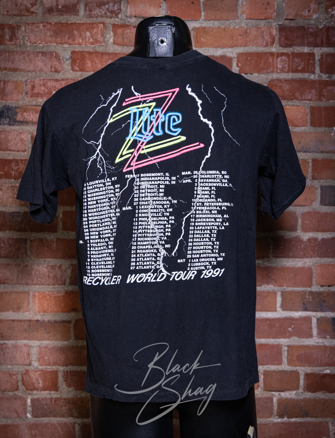 Vintage 1991 ZZ Top Miller Lite Recycler Tour Concert T Shirt Medium