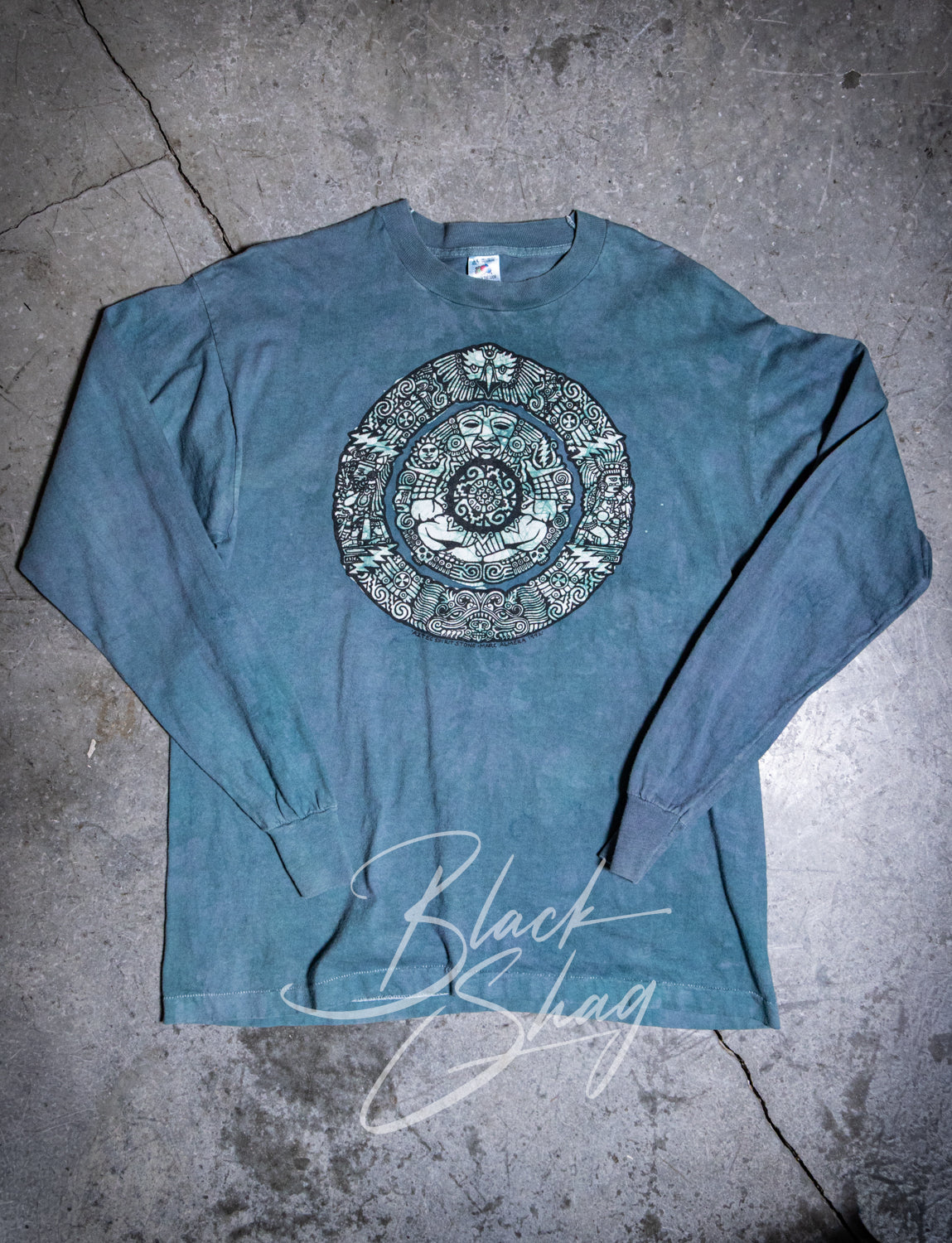 Vintage 1992 Aztec Spirit Stone Long Sleeve Graphic T Shirt XL