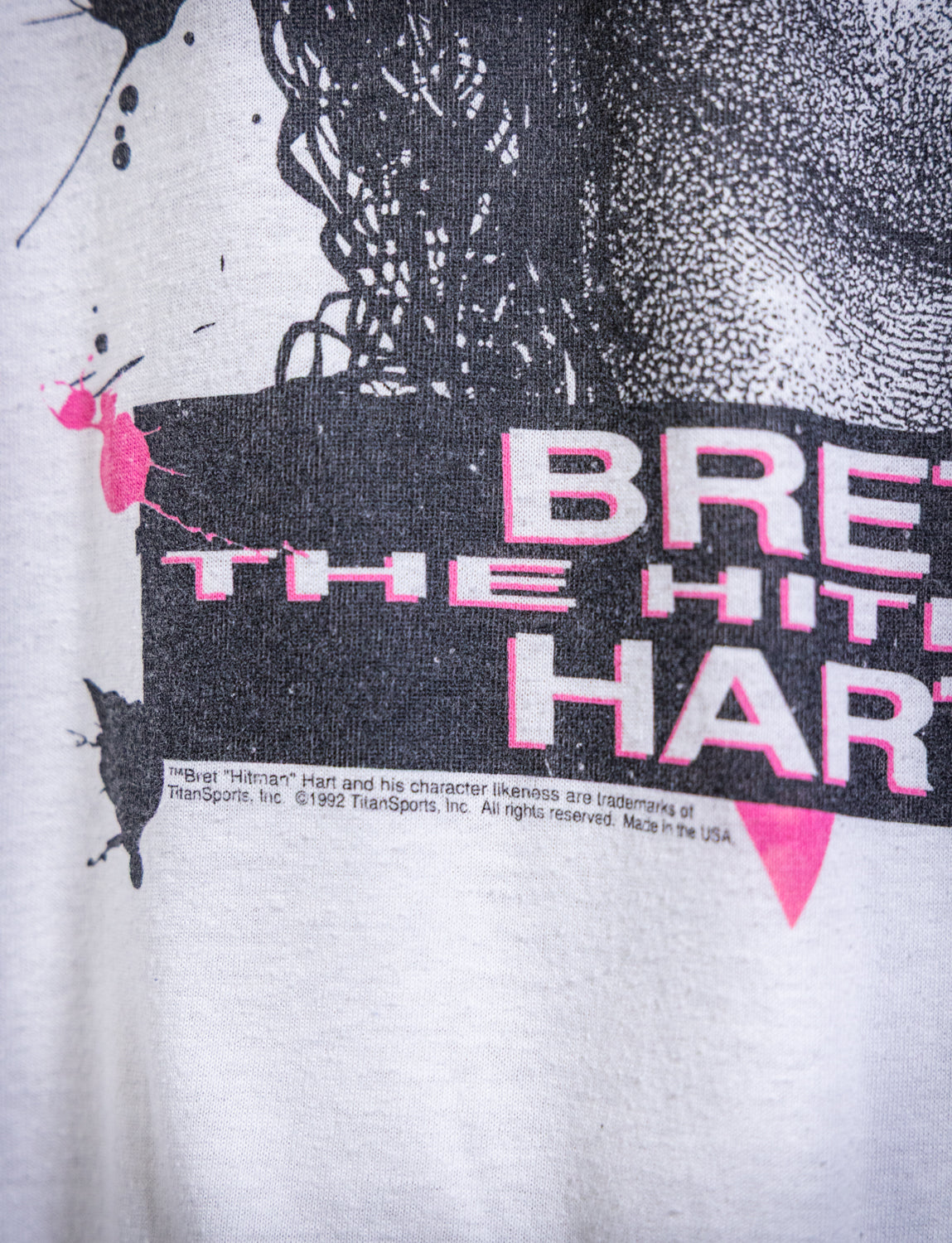 Vintage 1992 WWF Bret The Hitman Hart Wrestling Graphic T Shirt Small