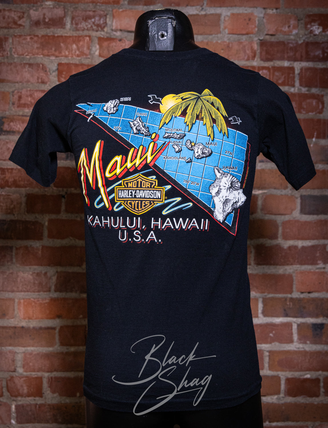 Vintage 1993 Harley Davidson Maui Henley Graphic T Shirt XS