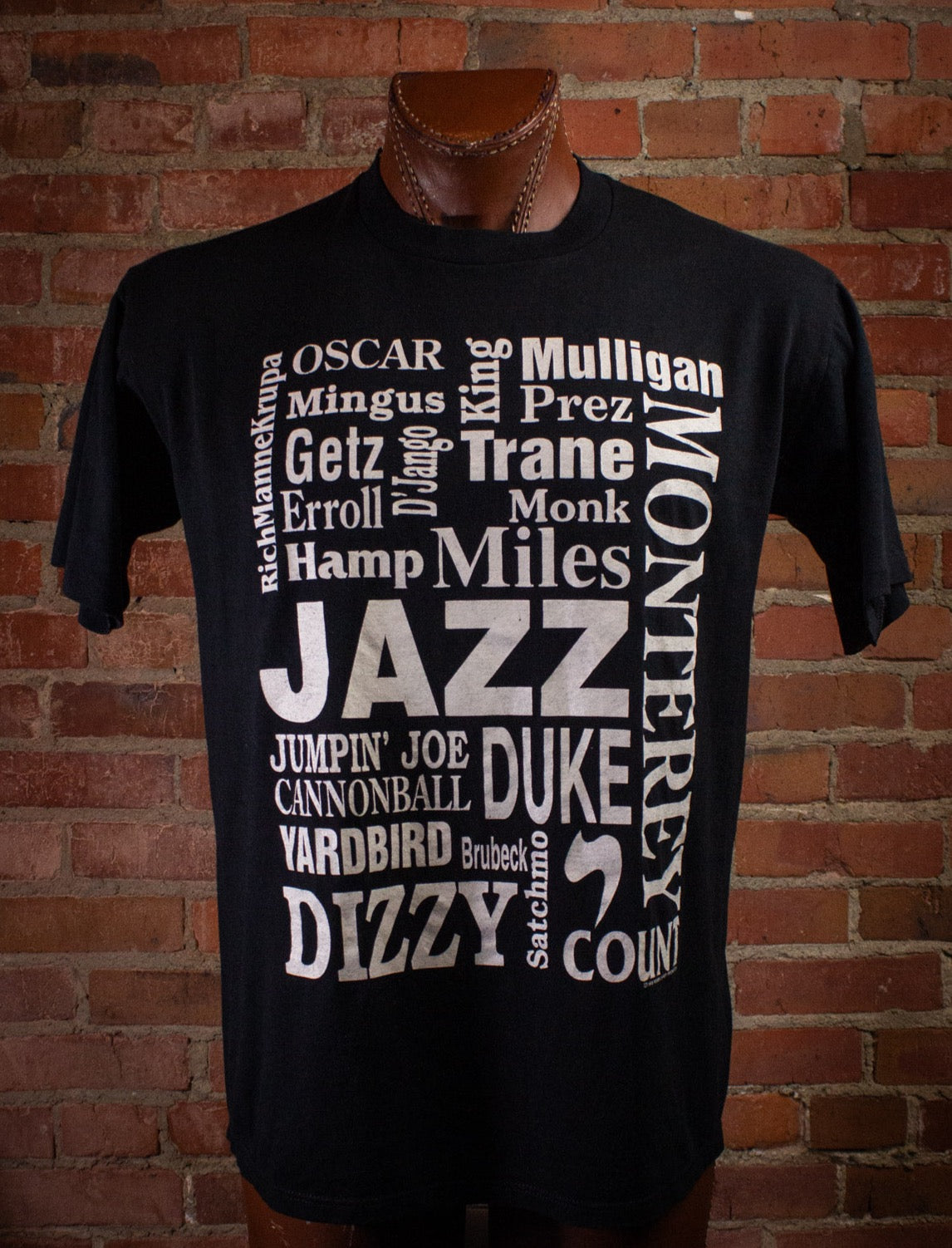 Vintage Jazz Greats Graphic T Shirt 1993 Black XL 