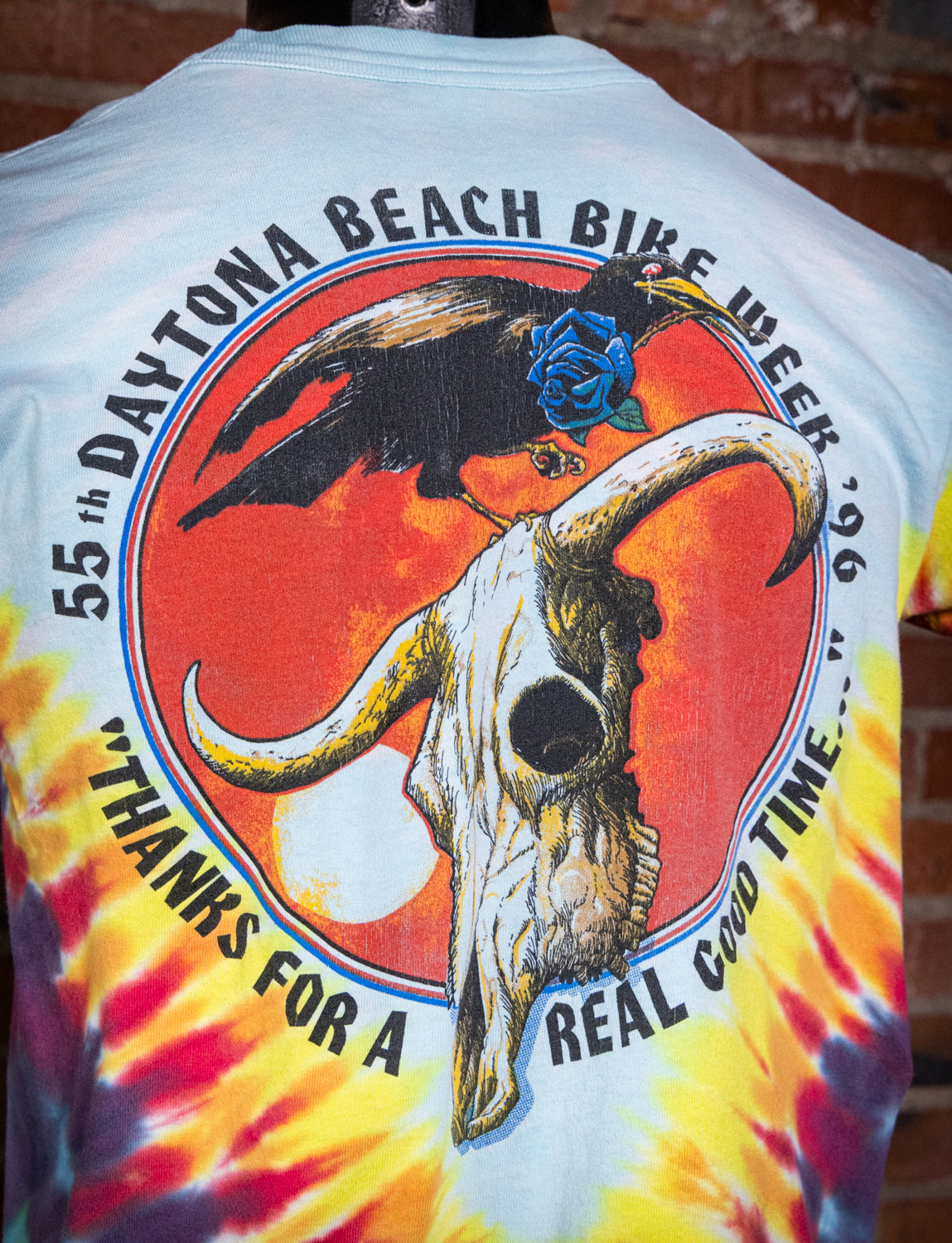 Vintage 1996 Jerry Garcia Fare Thee Well Bike Week Tie Dye T Shirt