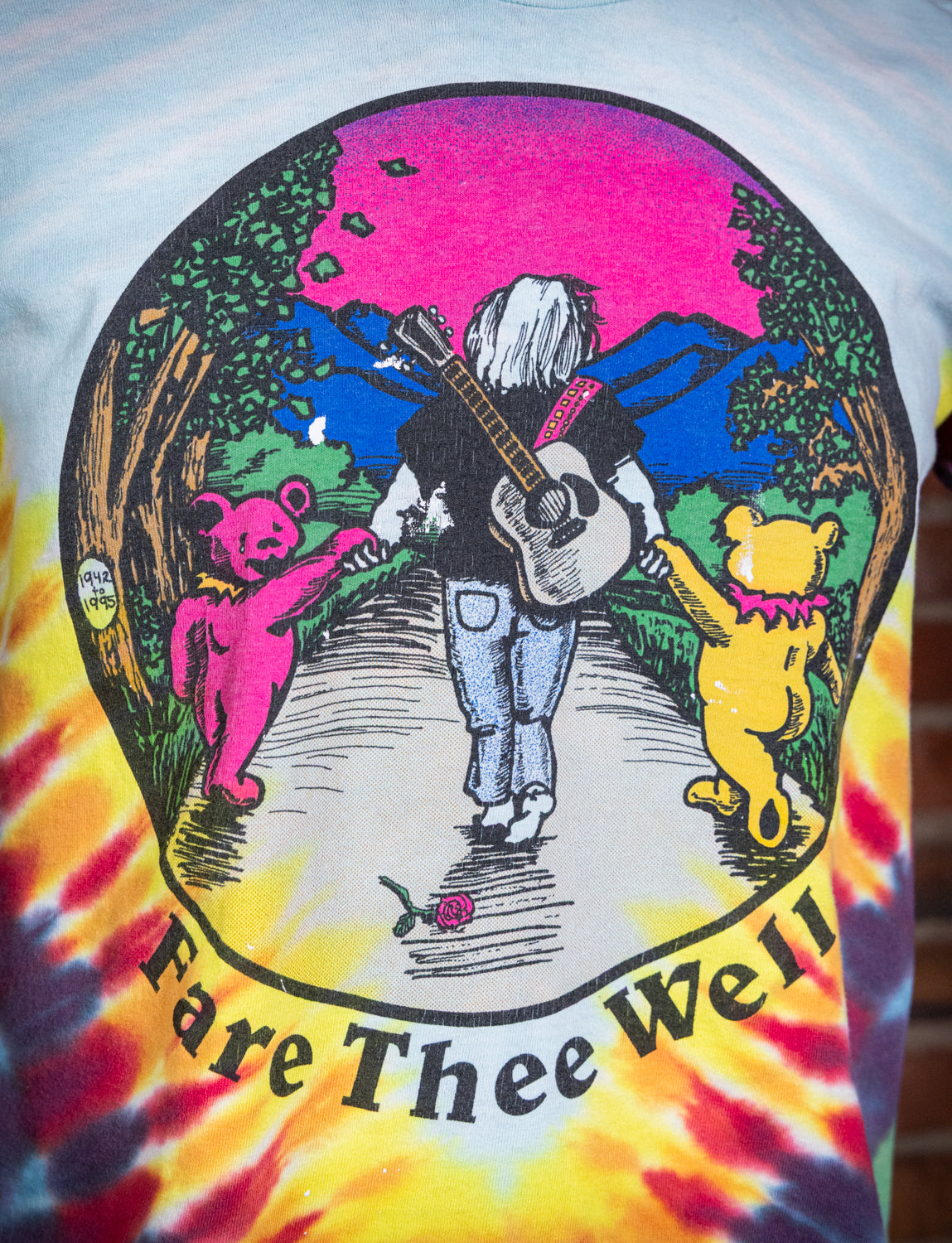 Vintage 1996 Jerry Garcia Fare Thee Well Bike Week Tie Dye T Shirt