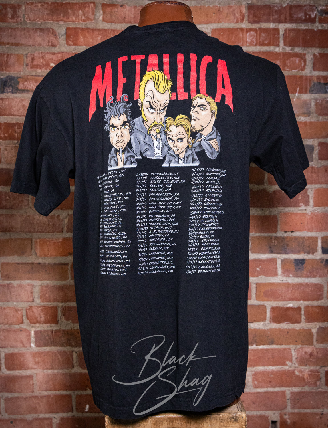 Vintage 1997 Metallica Cartoon Characters Concert T Shirt XL