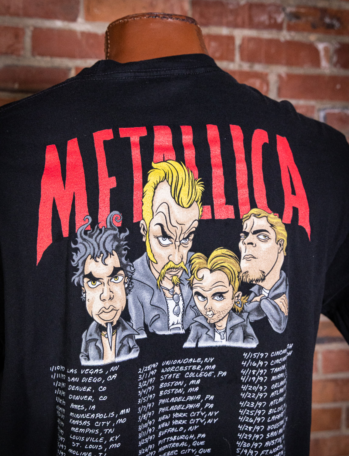 Vintage 1997 Metallica Cartoon Characters Concert T Shirt XL