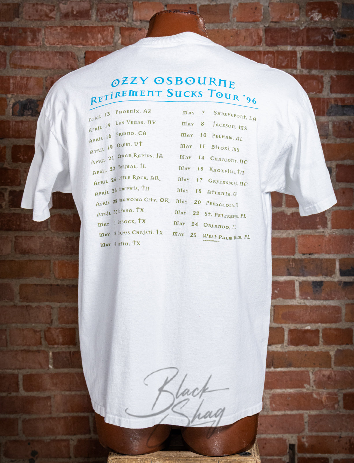 Vintage 1996 Ozzy Osbourne Retirement Sucks Concert T Shirt XL