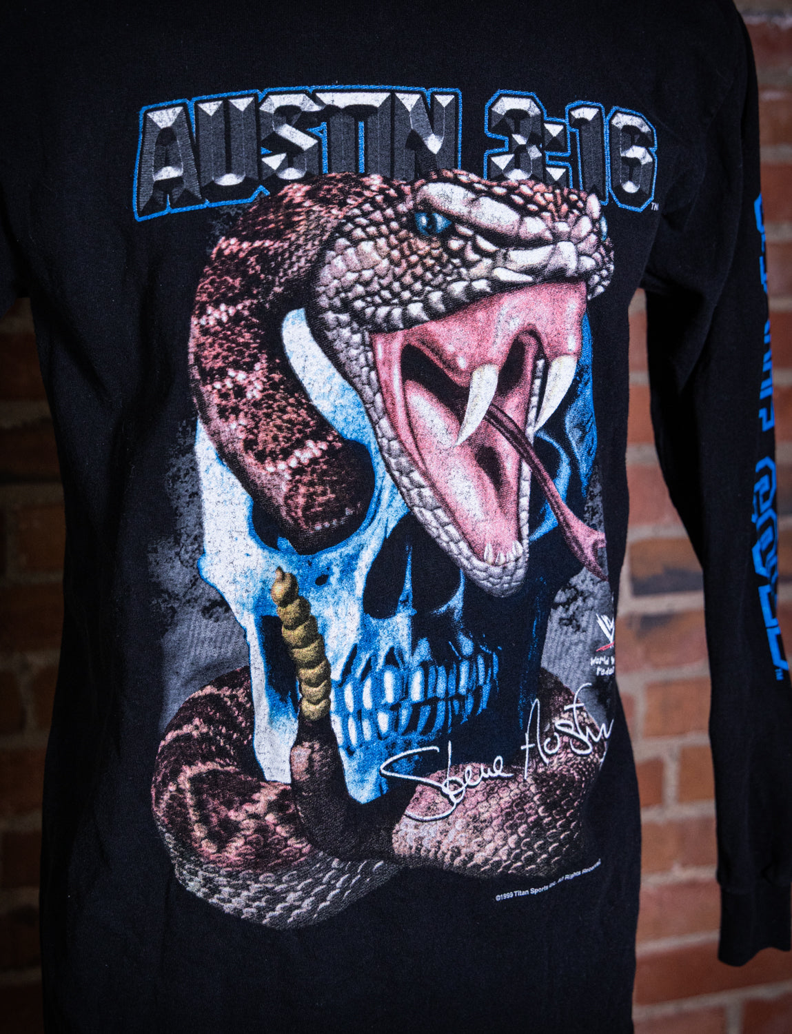 Vintage 1999 Stone Cold Steven Austin Long Sleeve WWF Graphic T Shirt Medium
