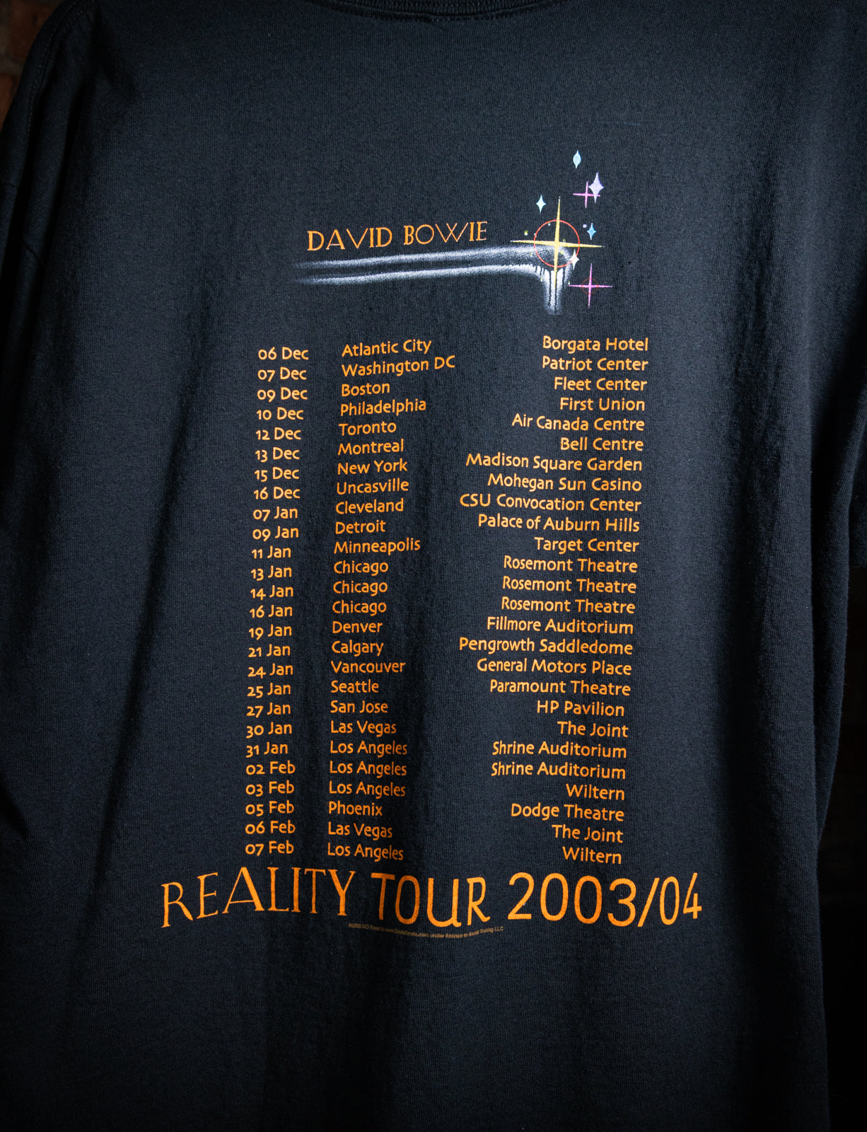 Vintage 2003-04 David Bowie Reality Tour Concert T Shirt XL