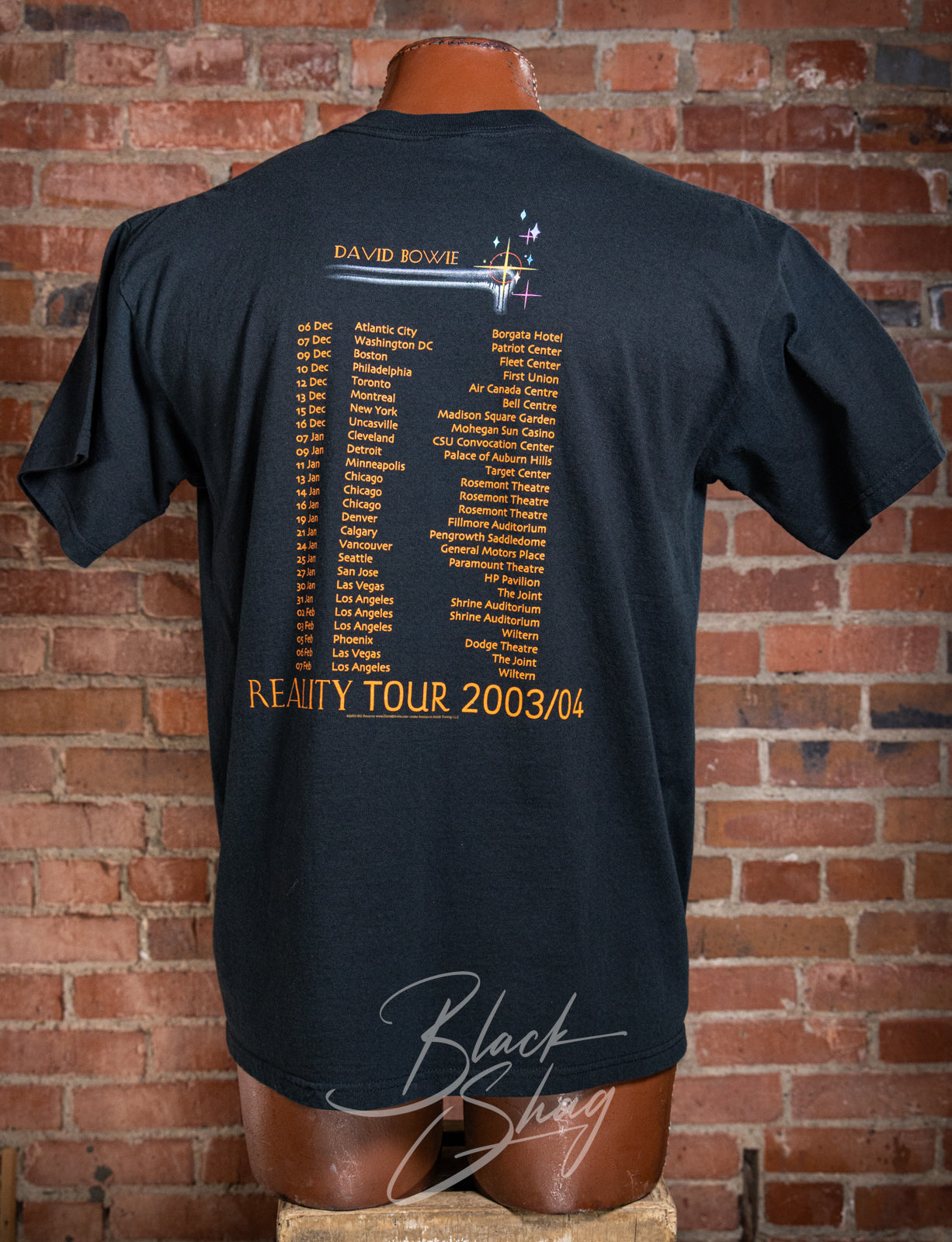 Vintage 2003-04 David Bowie Reality Tour Concert T Shirt XL