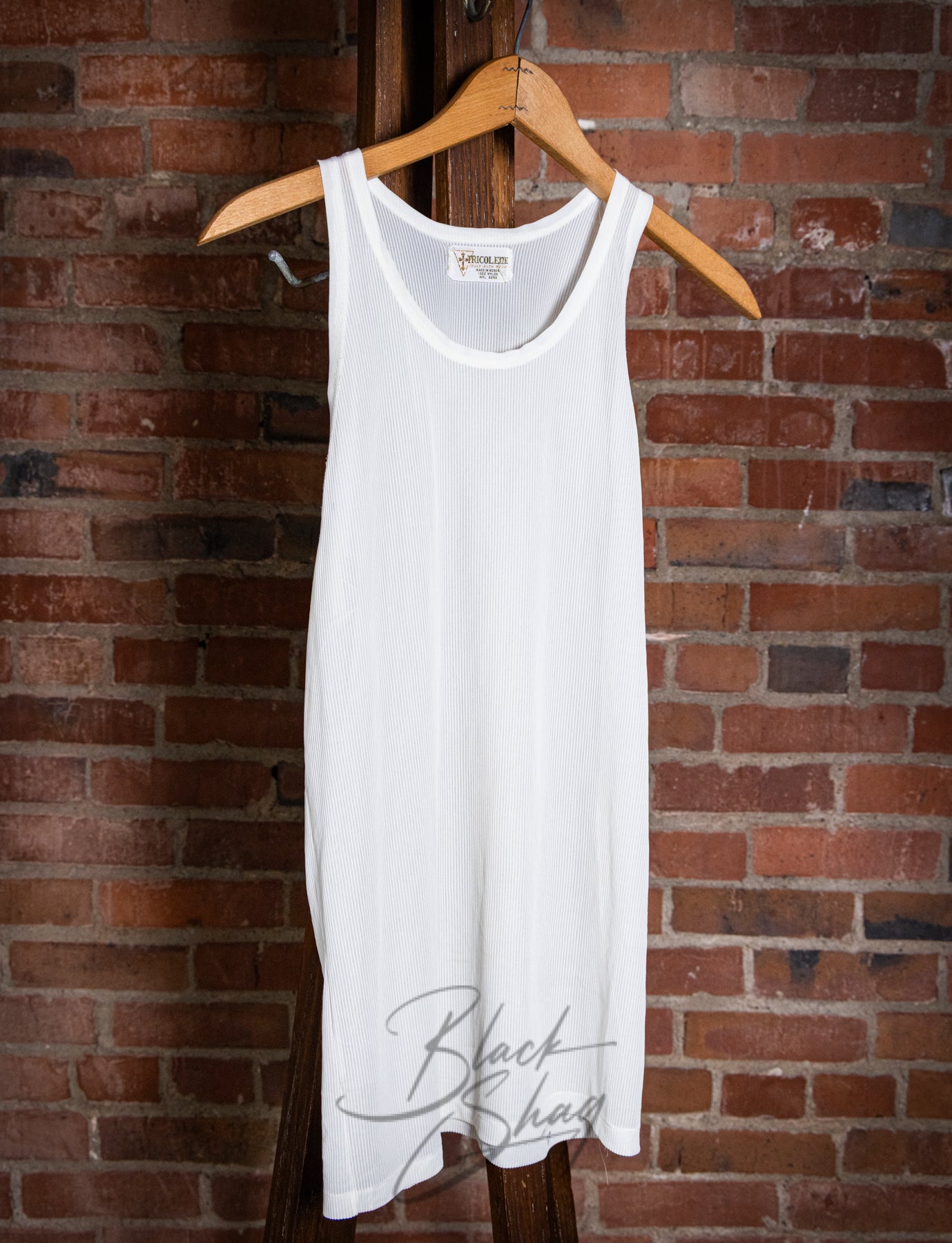 Vintage 60s Tricolene Nylon White Tank Top Undershirt XS