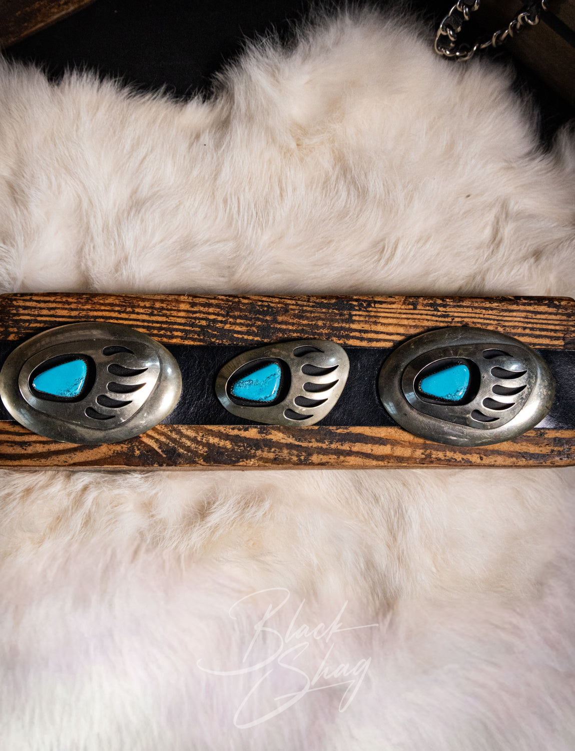 70s Turquoise Bear Paw Concho Belt 32-36W