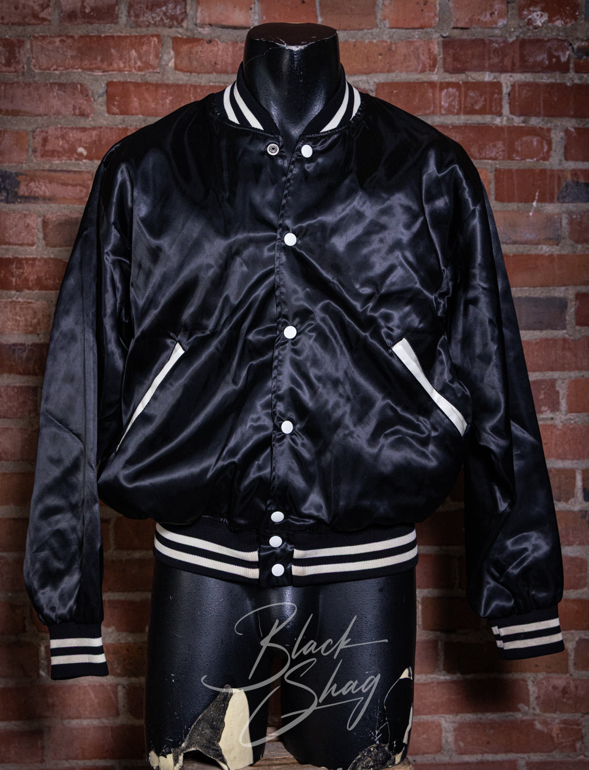 Vintage 80s Cheap Trick Black Satin Bomber Jacket Large