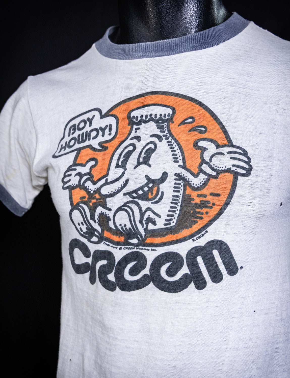 Vintage 70s Creem Magazine Boy Howdy Graphic Ringer T Shirt Small