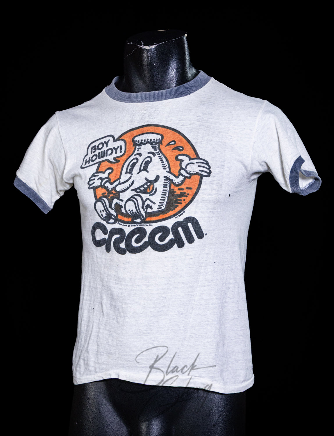 Vintage 70s Creem Magazine Boy Howdy Graphic Ringer T Shirt Small