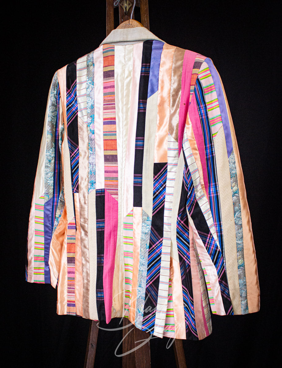 Vintage Granny Takes A Trip Custom Ribbon Blazer Jacket 70s XS/Small