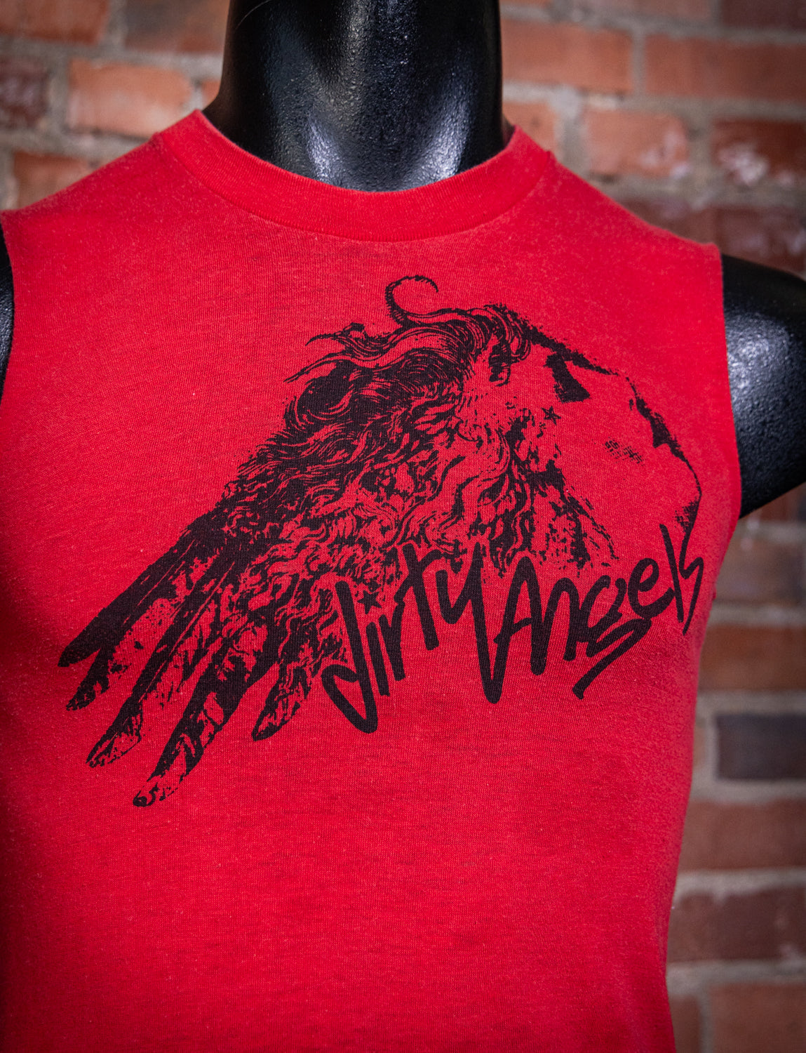 Vintage 1977 Dirty Angels Red Cut Off Concert T Shirt XS