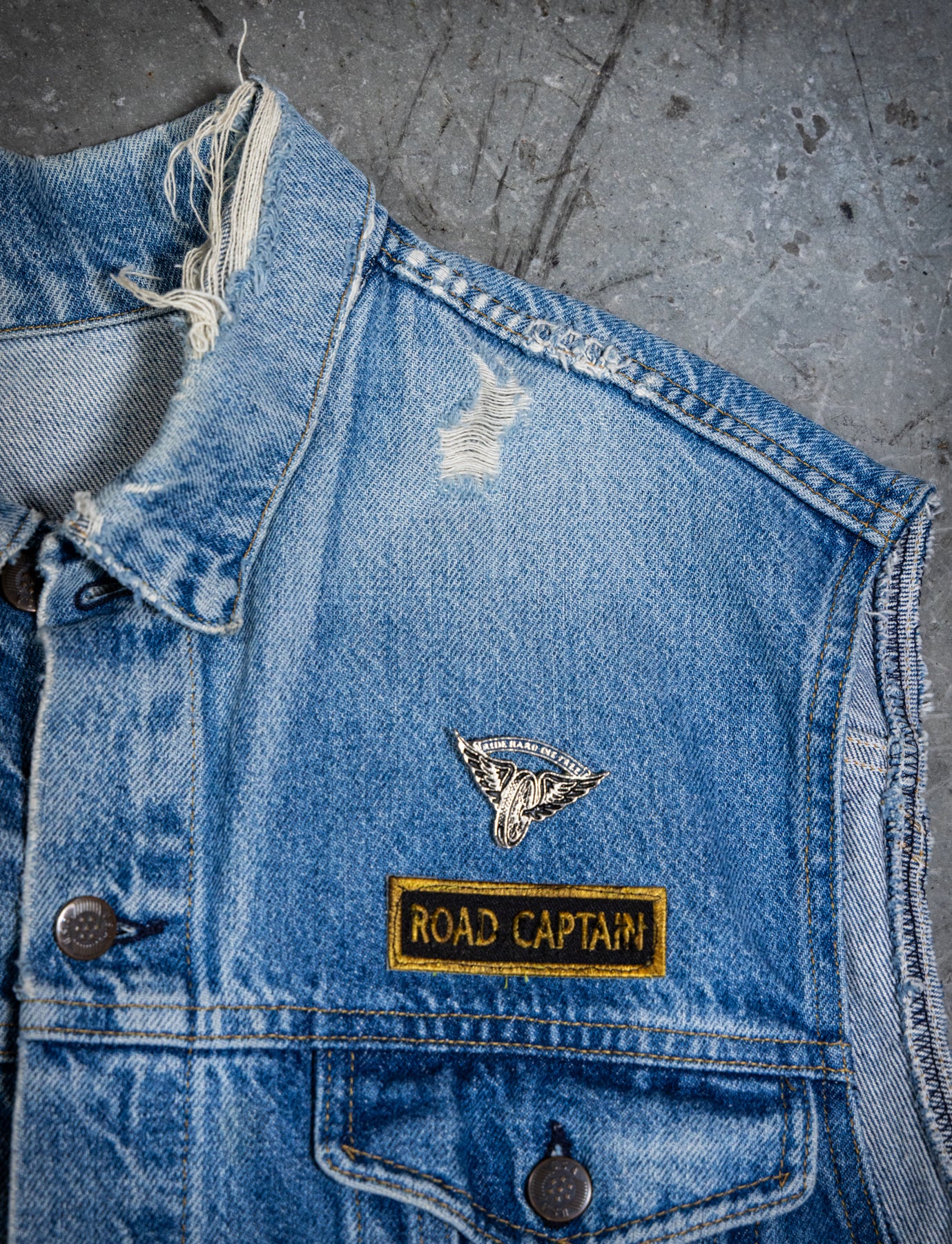 Vintage 70s Freebird Dublin MC Patch Denim Vest XL