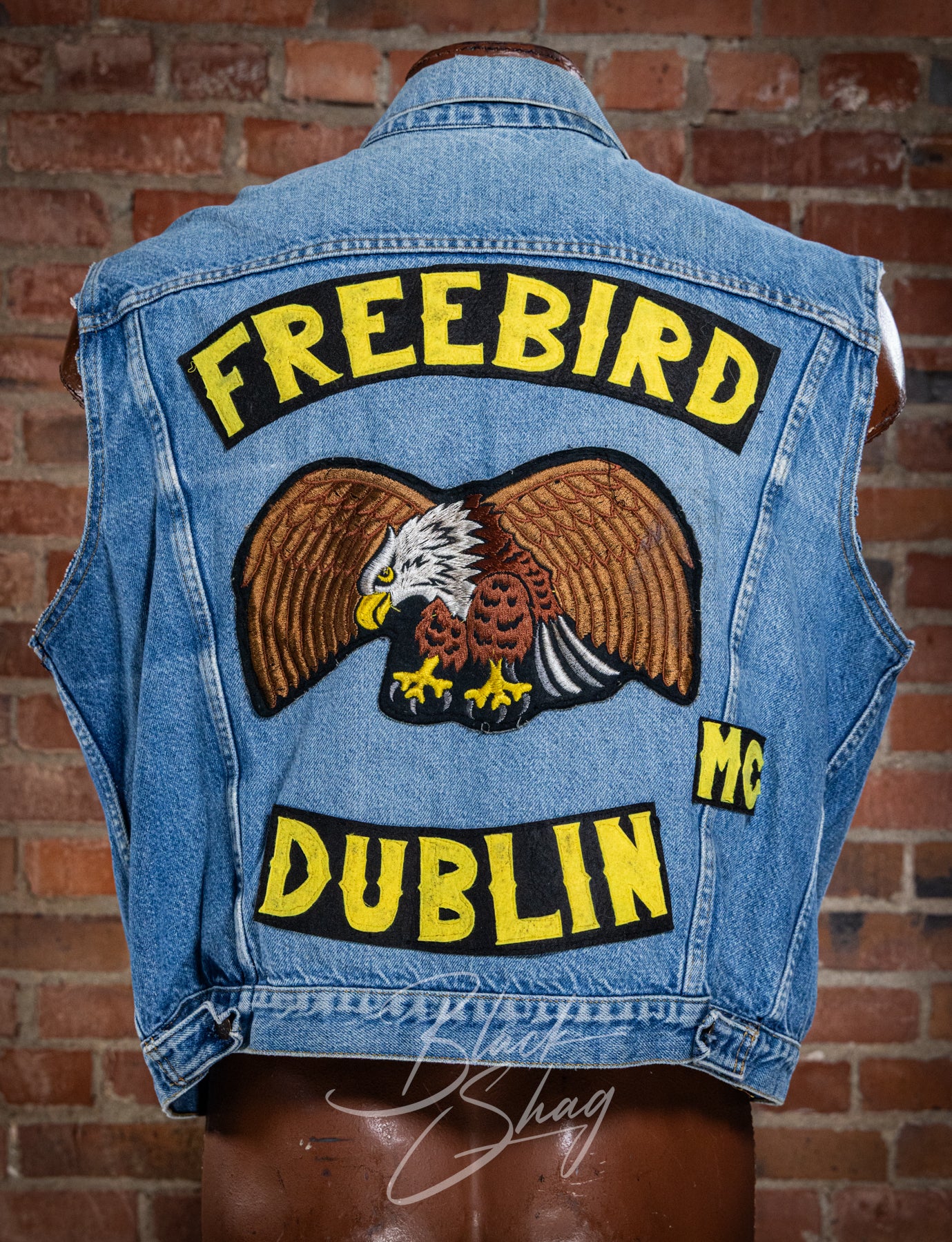Vintage 70s Freebird Dublin MC Patch Denim Vest XL