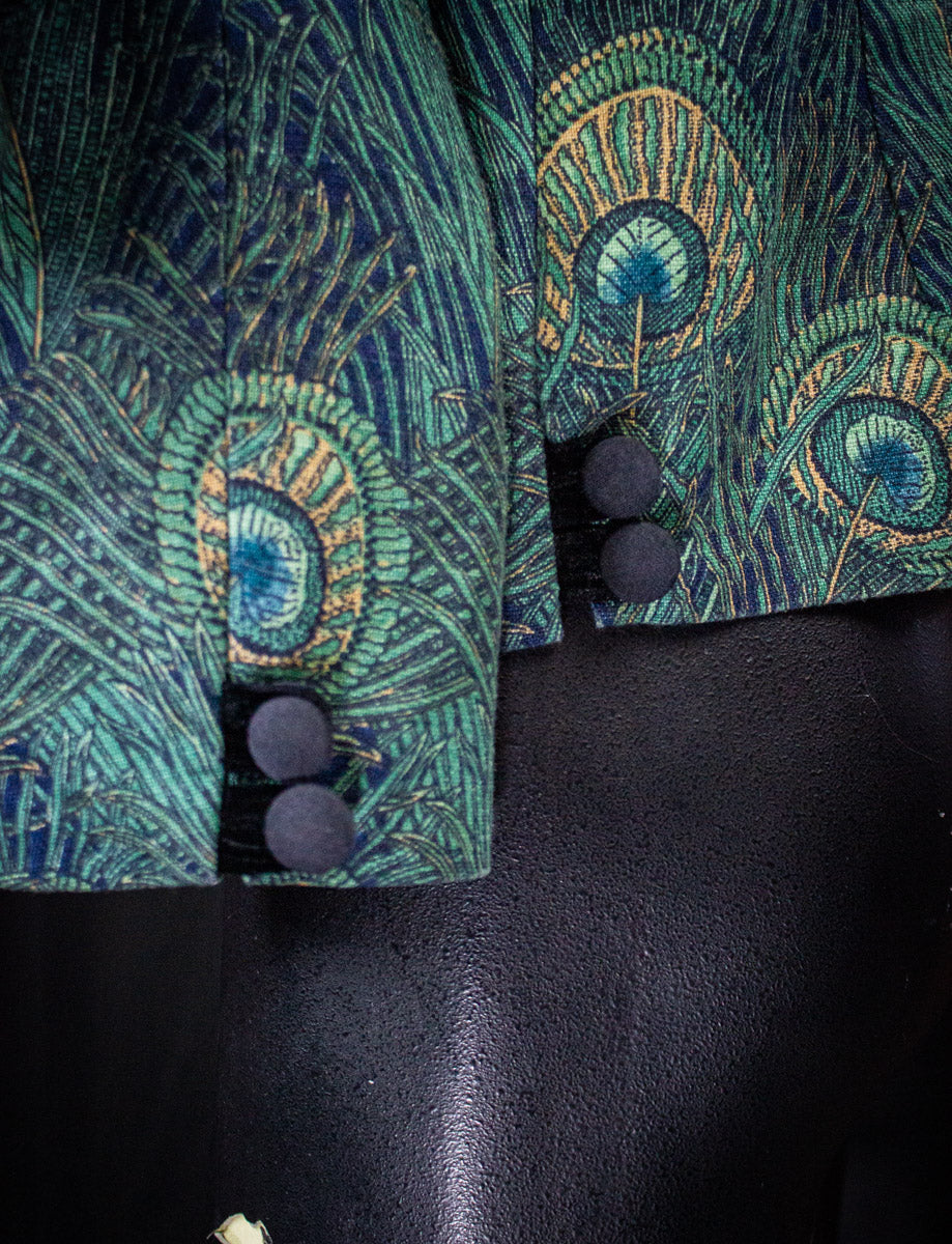 Vintage Granny Takes a Trip Peacock Jacket 70s Small