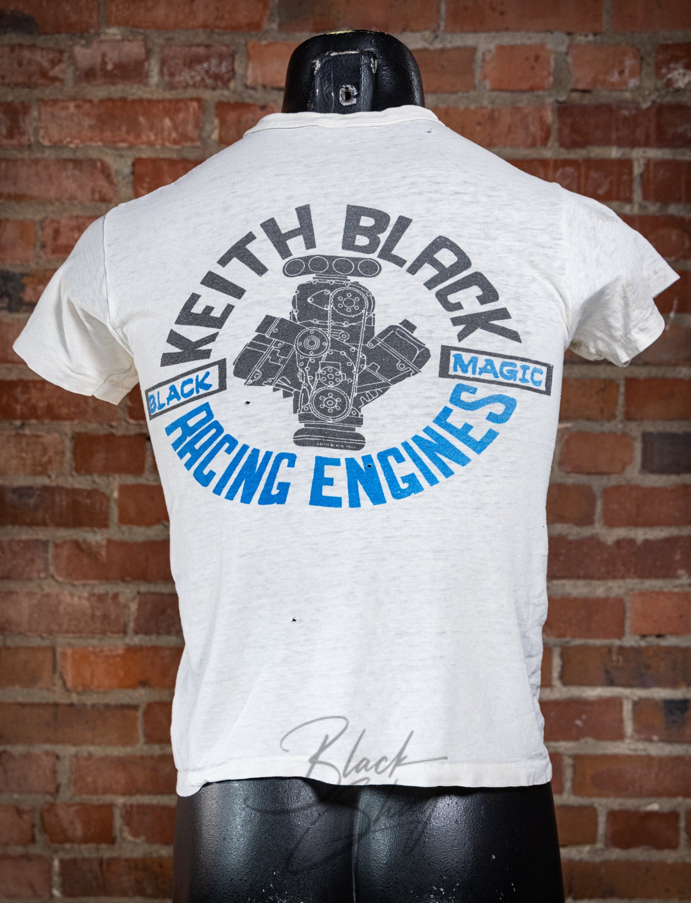 Vintage 70s Keith Black Racing Engines Graphic T Shirt XS