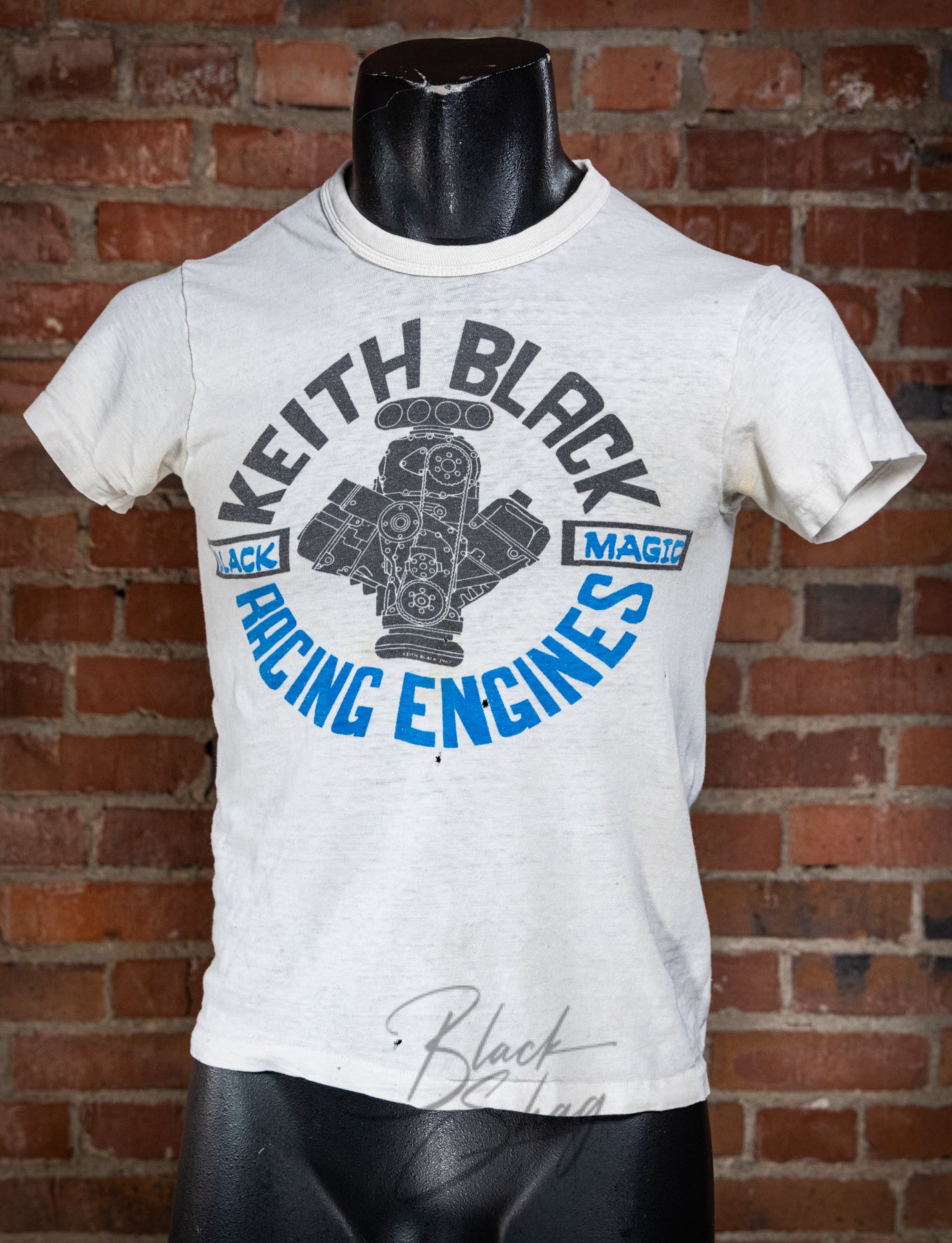 Vintage 70s Keith Black Racing Engines Graphic T Shirt XS
