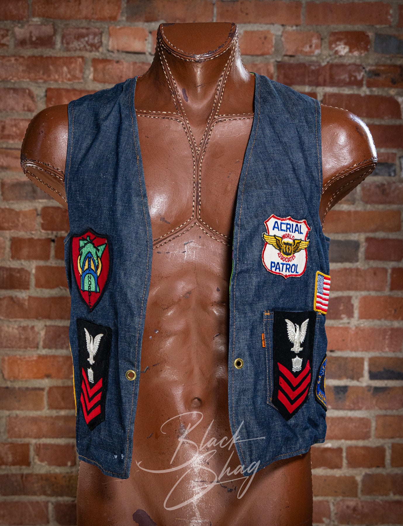 Vintage 70s Levi's Big E Psychedelic Patch Denim Vest Medium