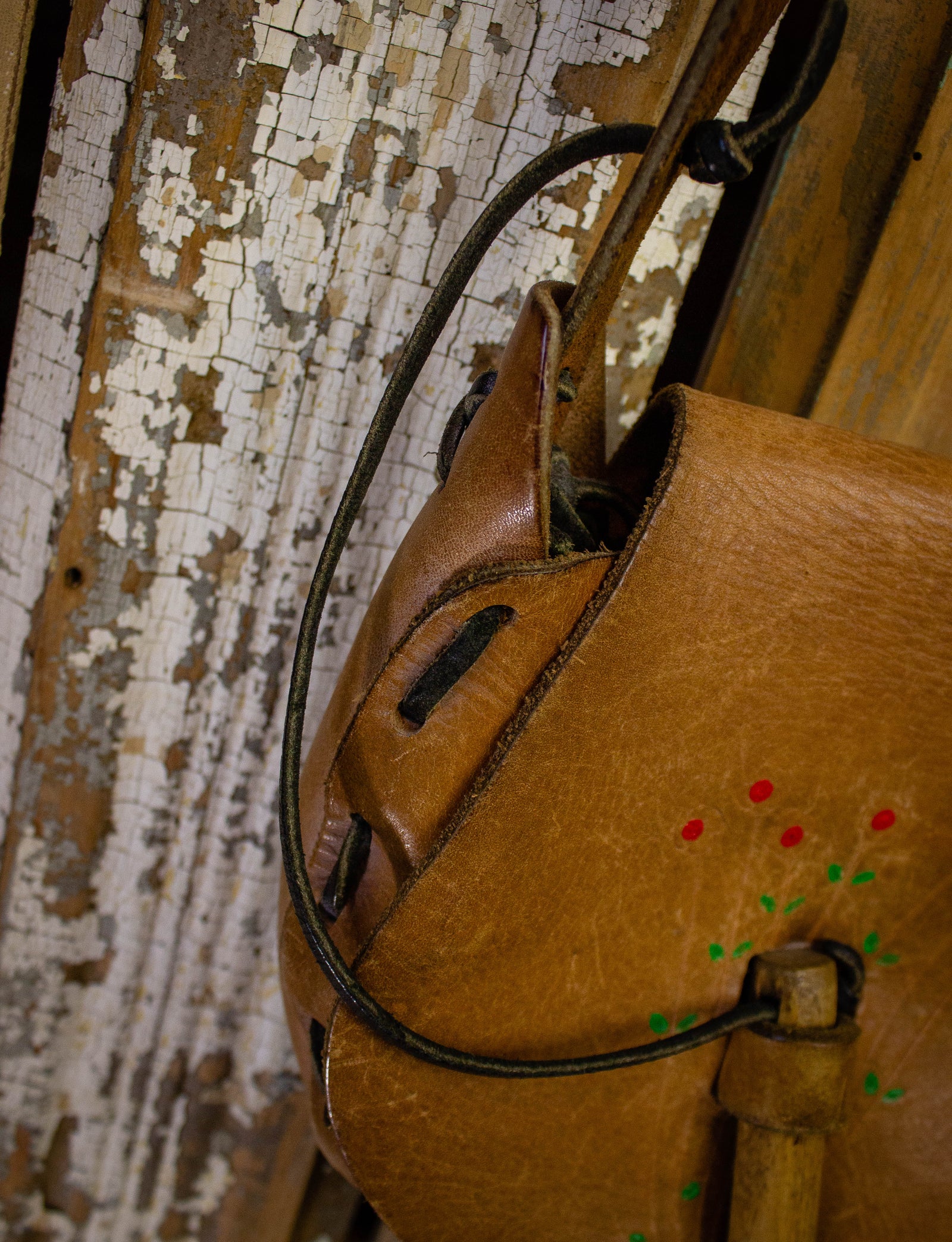 70s Floral Tooled Leather Bag 60s Flower Leather Satchel 