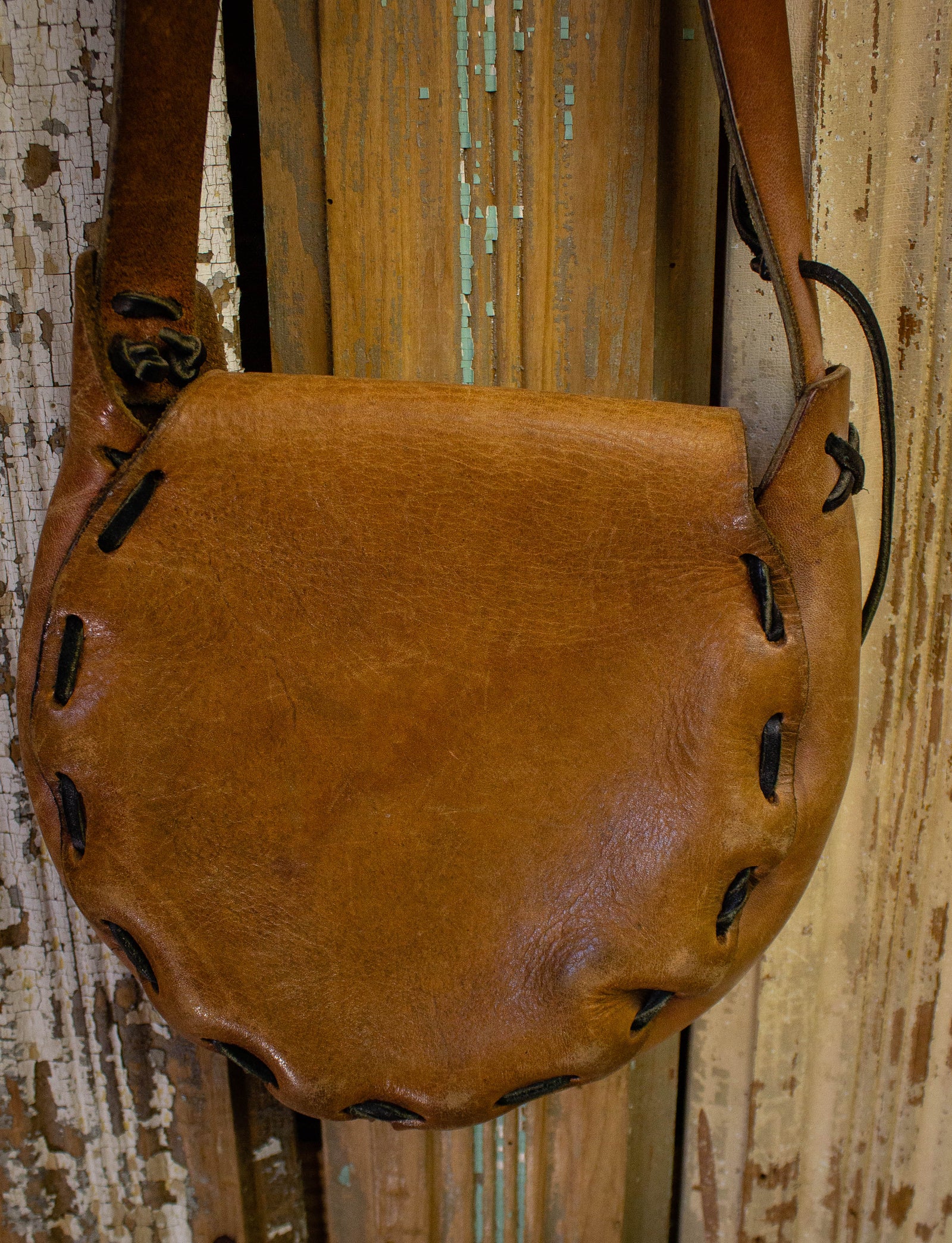 Hand Tooled Saddle Bag Leather Purse  Buck Stitch by Stephen Vaughn L