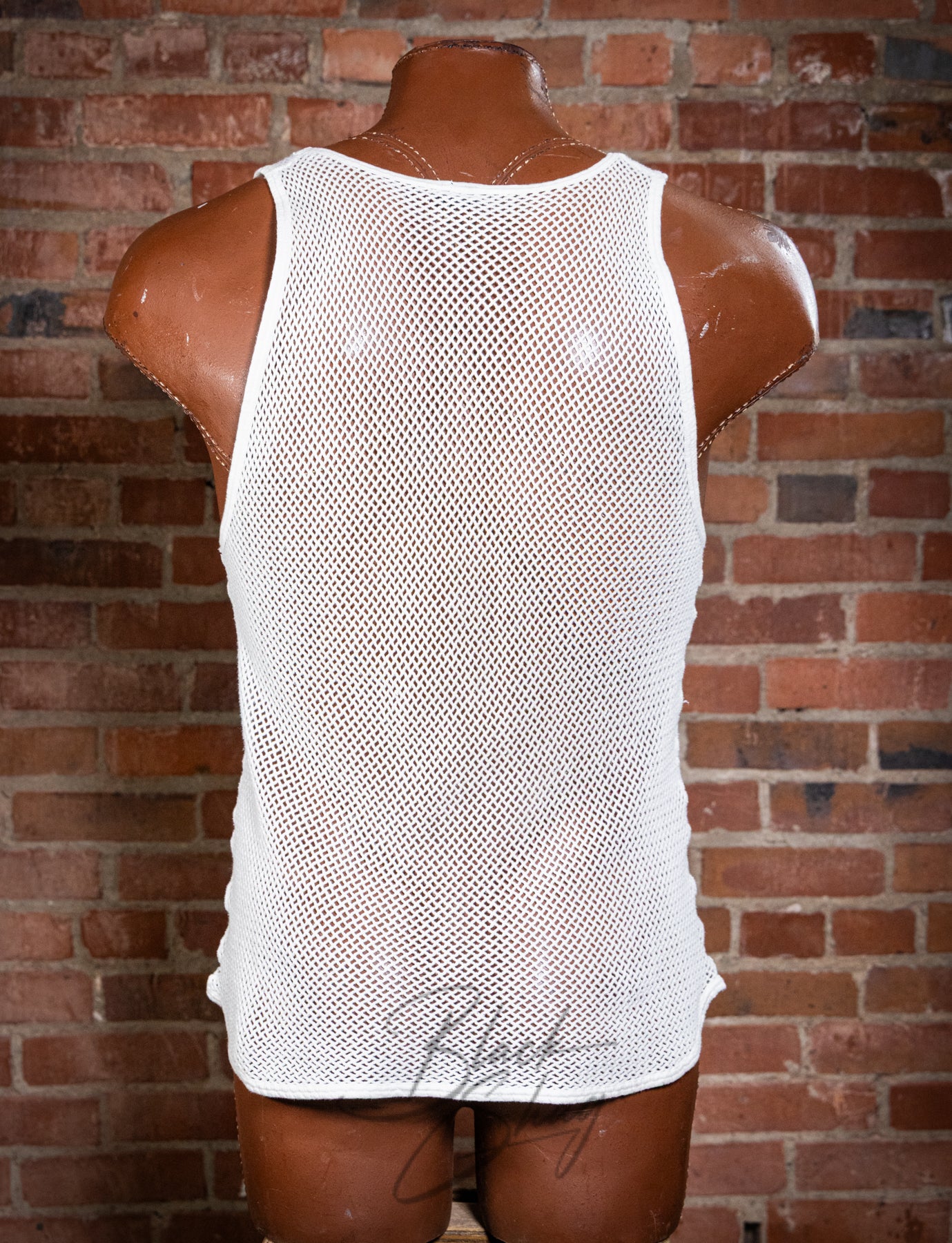 Vintage 70s White Mesh Tank Top Large
