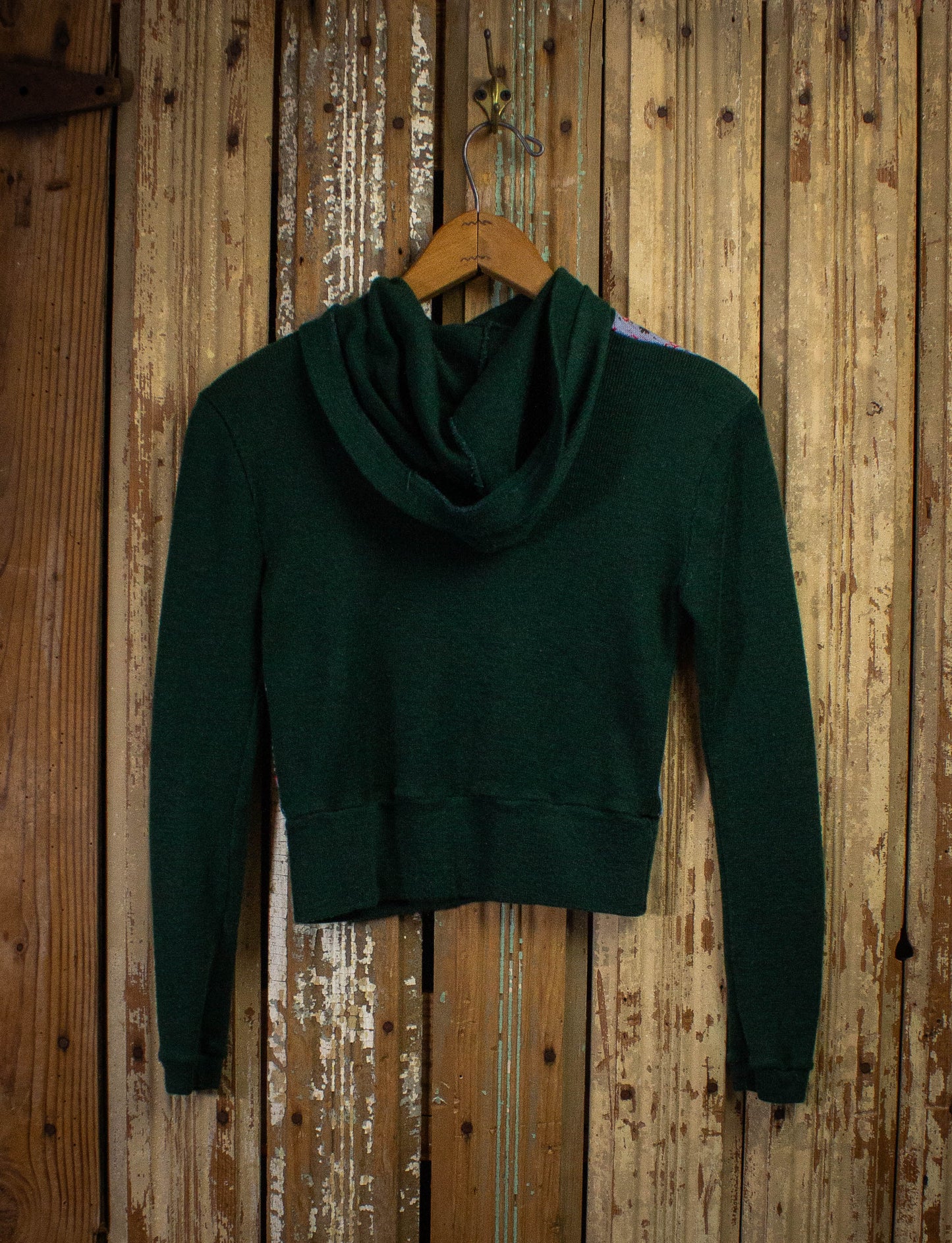 Vintage 70s ABC Top with Hood Green XS
