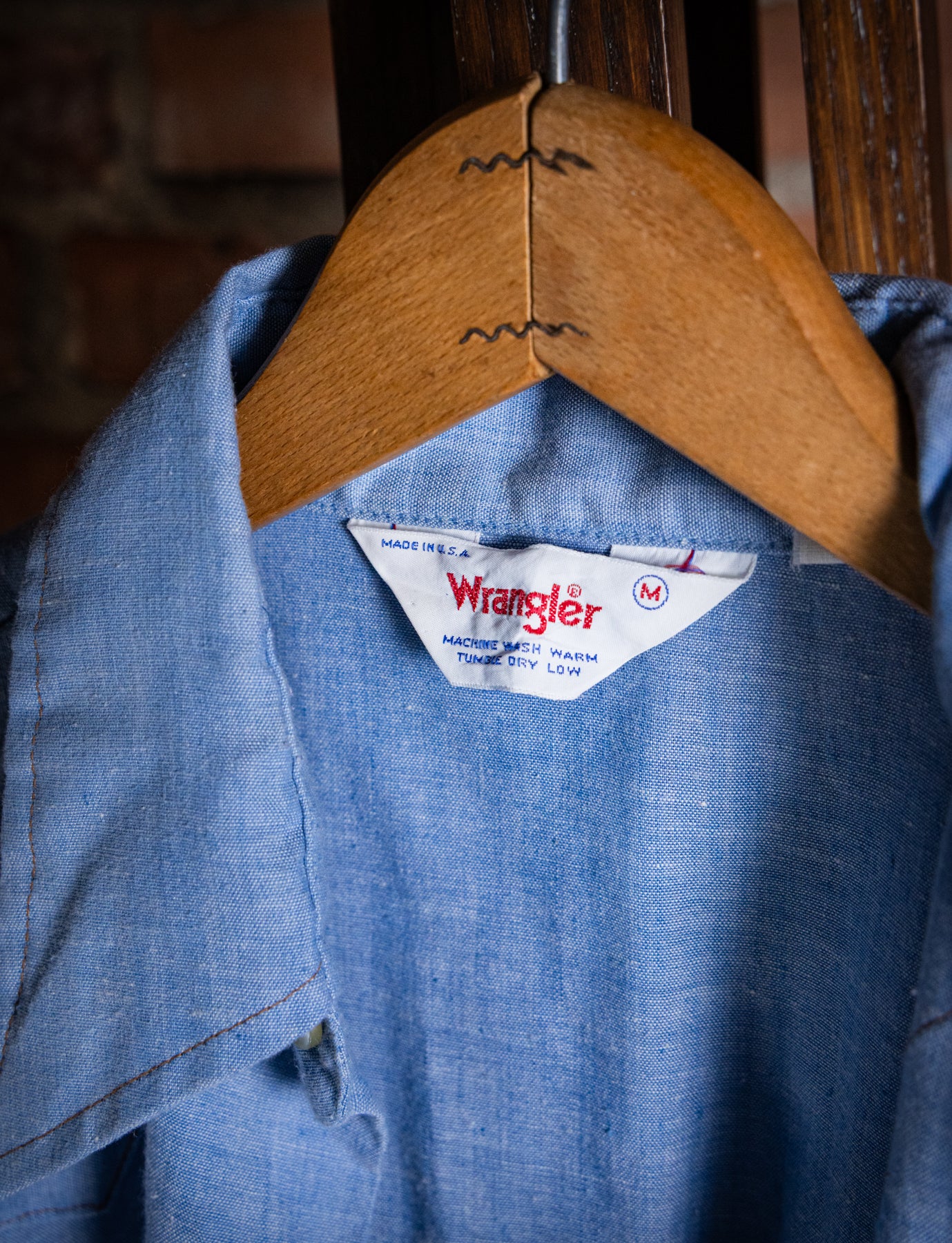 Vintage 70s Wrangler Chambray Pearl Snap Shirt Medium